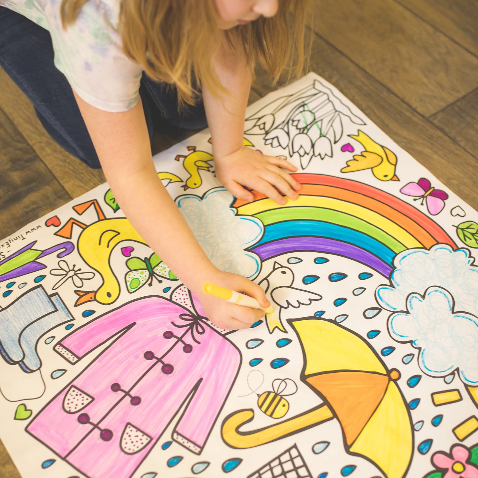 Tiny Expressions Giant Spring Themed Activity Poster For Families - 30 X 72 Inches Jumbo Paper Coloring Banner Or Table Cover Fo