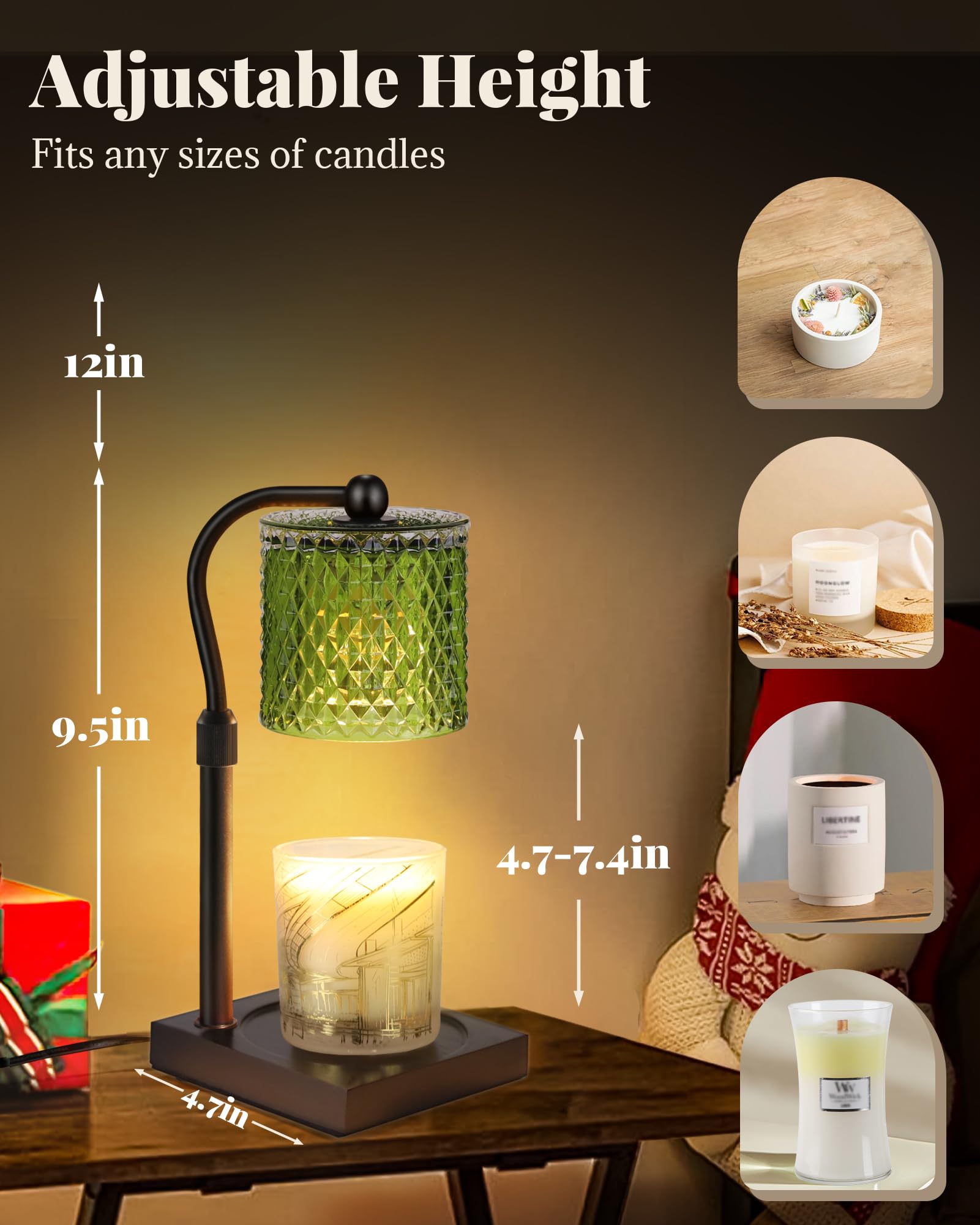 Linstaine Candle Warmer Lamp with Timer Dimmer Adjustable Height, Birthday Gifts for Women, House Warming New Home Decor Gifts f