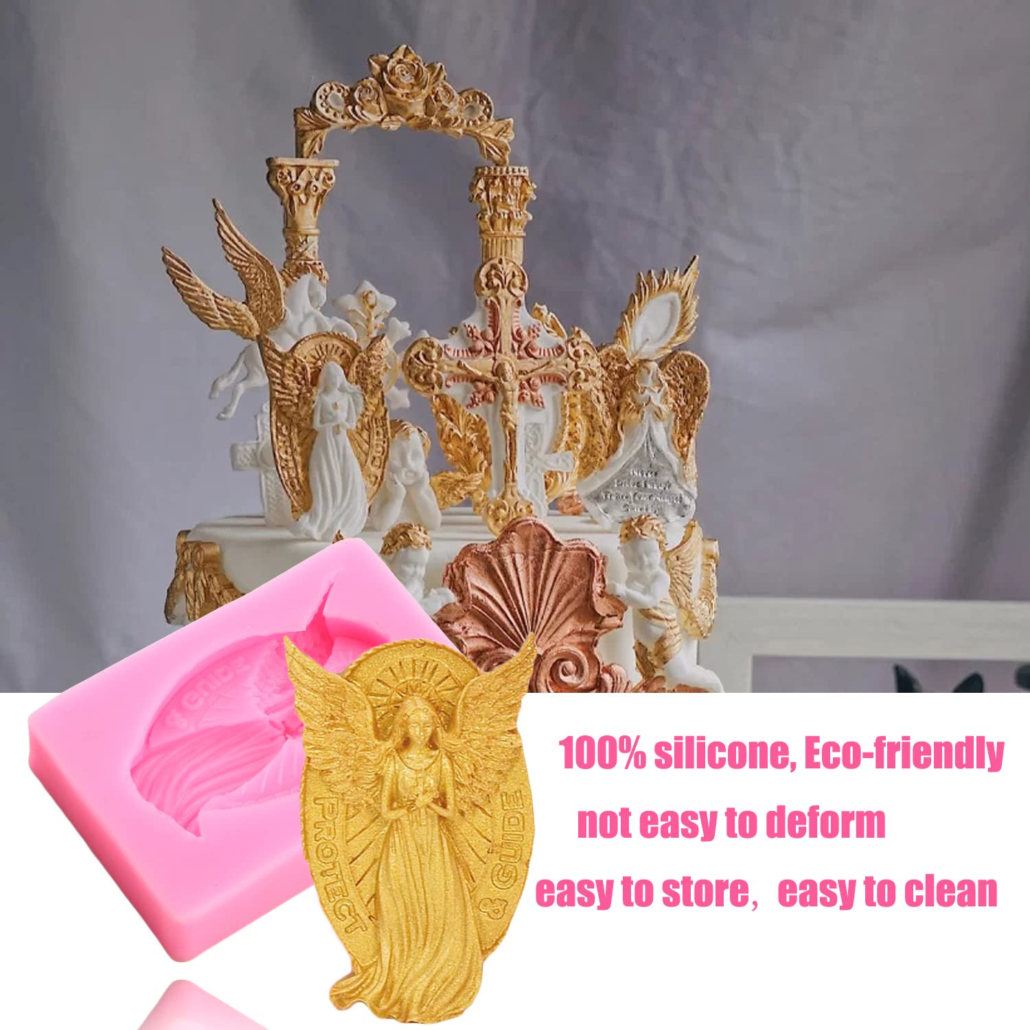 Lkdquthm Angel Silicone Fondant Molds For Sugar Cake Decorating Cupcake Topper Candy Chocolate Gum Paste Polymer Clay Set Of 4