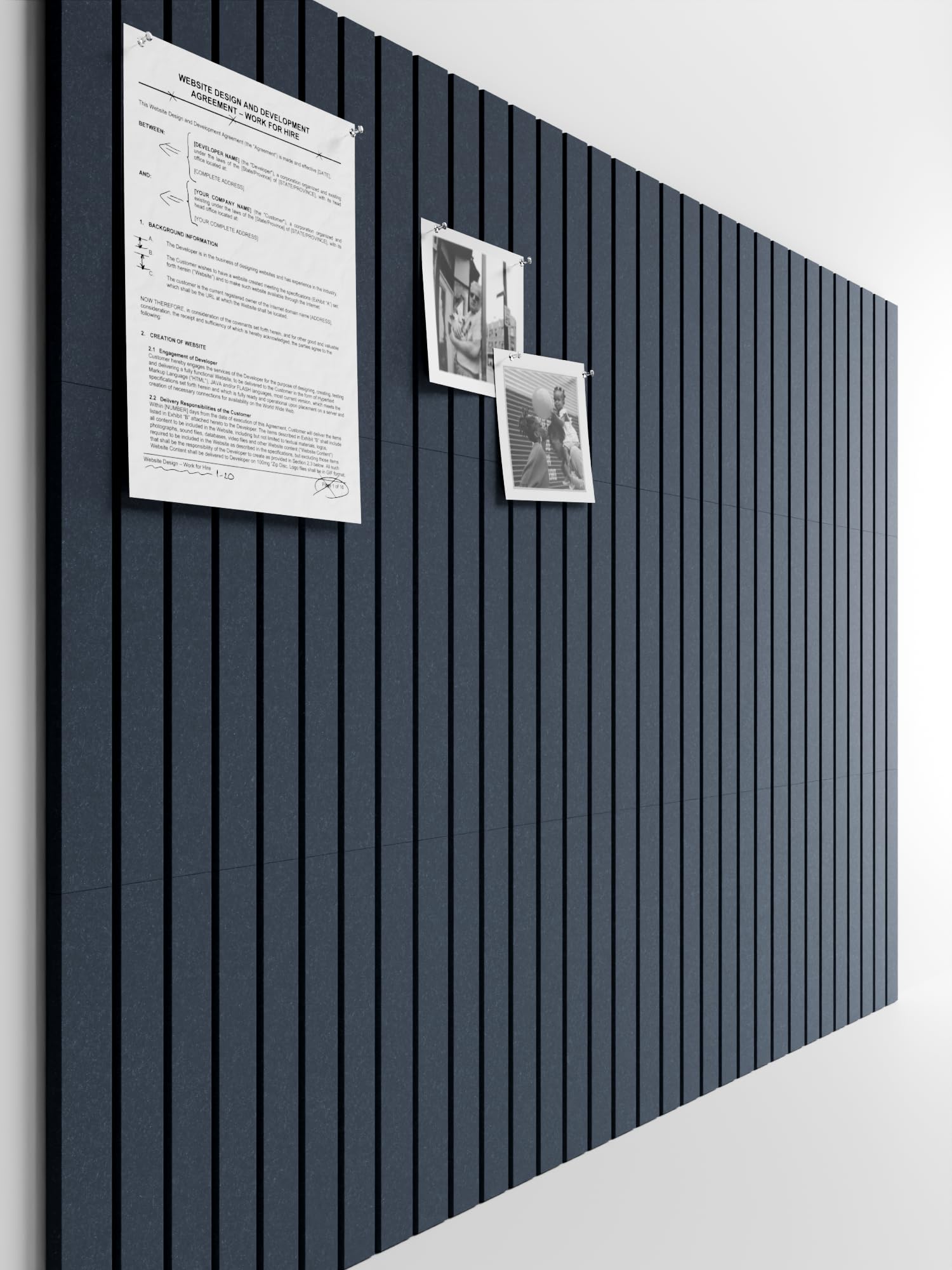 Bumusty Large Cork Board Alternative-47 x35 Felt Bulletin Board, with 30 Pushpins, 70 Adhesive Tabs, 12-Pack Slat Wall Paneling,