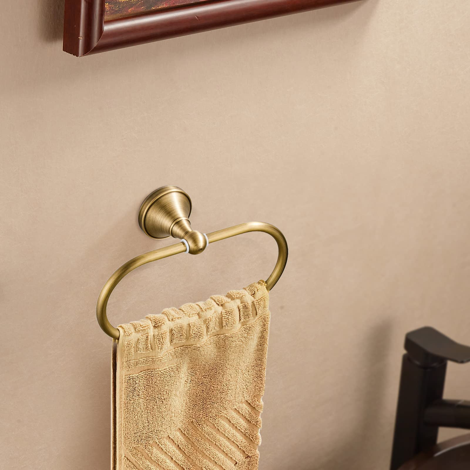 Wolibeer Brass Toilet Paper Holder,Antiquetowel Ring Oval Bathroom Tissue Roll Holder Hanger Bath Accessories Hardware Wall Moun
