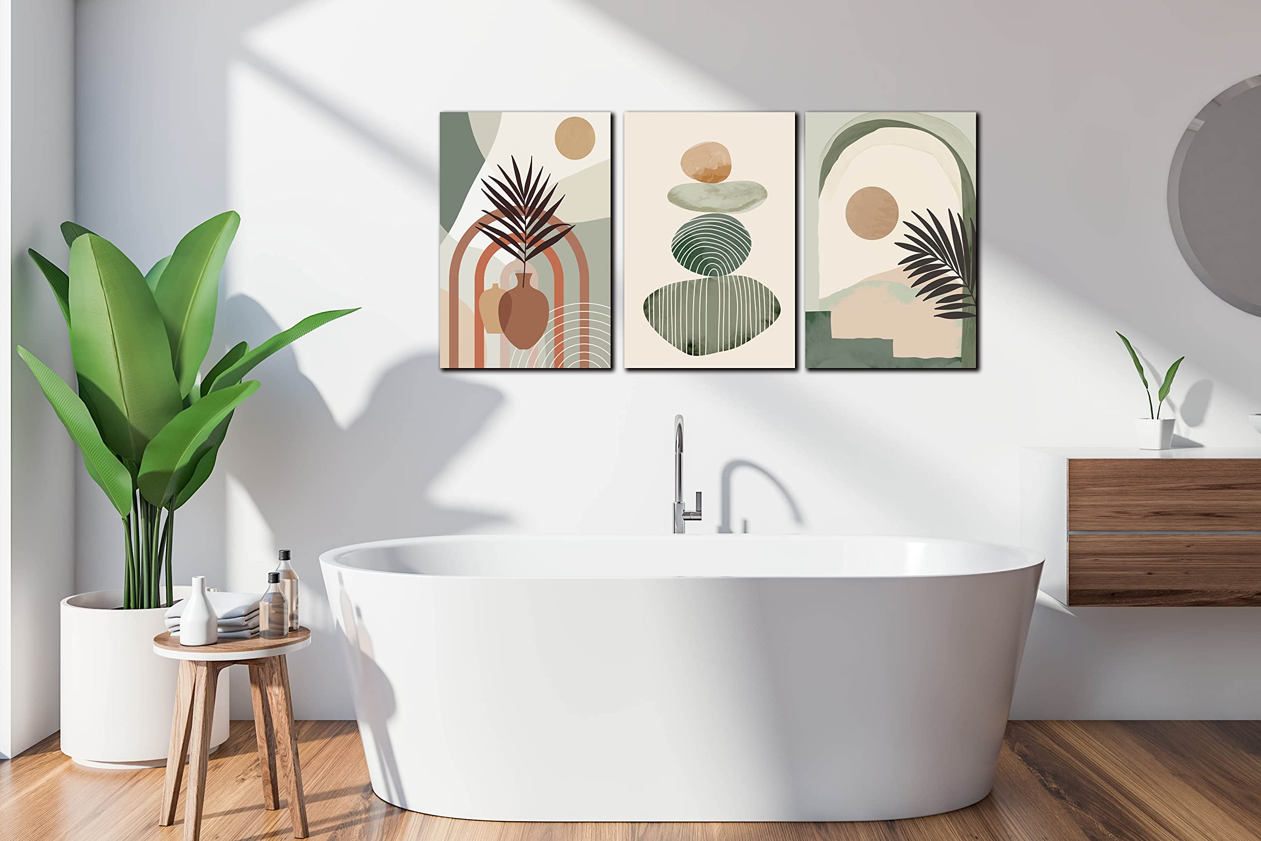Zhaoshop Boho Room-Decor For Bedroom - Green Canvas Art Wall Decor - Modern Minimalist Wall Art Ready To Hang Size 24'' X 16''X