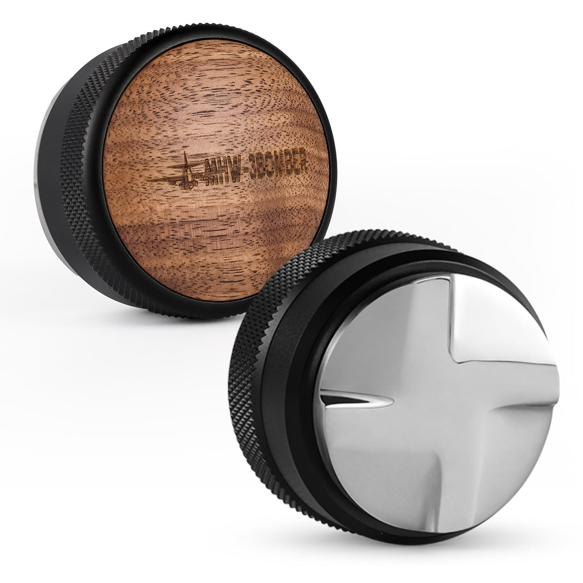 Mhw-3Bomber Espresso Coffee Distributor 51Mm, Espresso Distribution Tool With Wooden Lid, Adjustable Height Coffee Leveler With