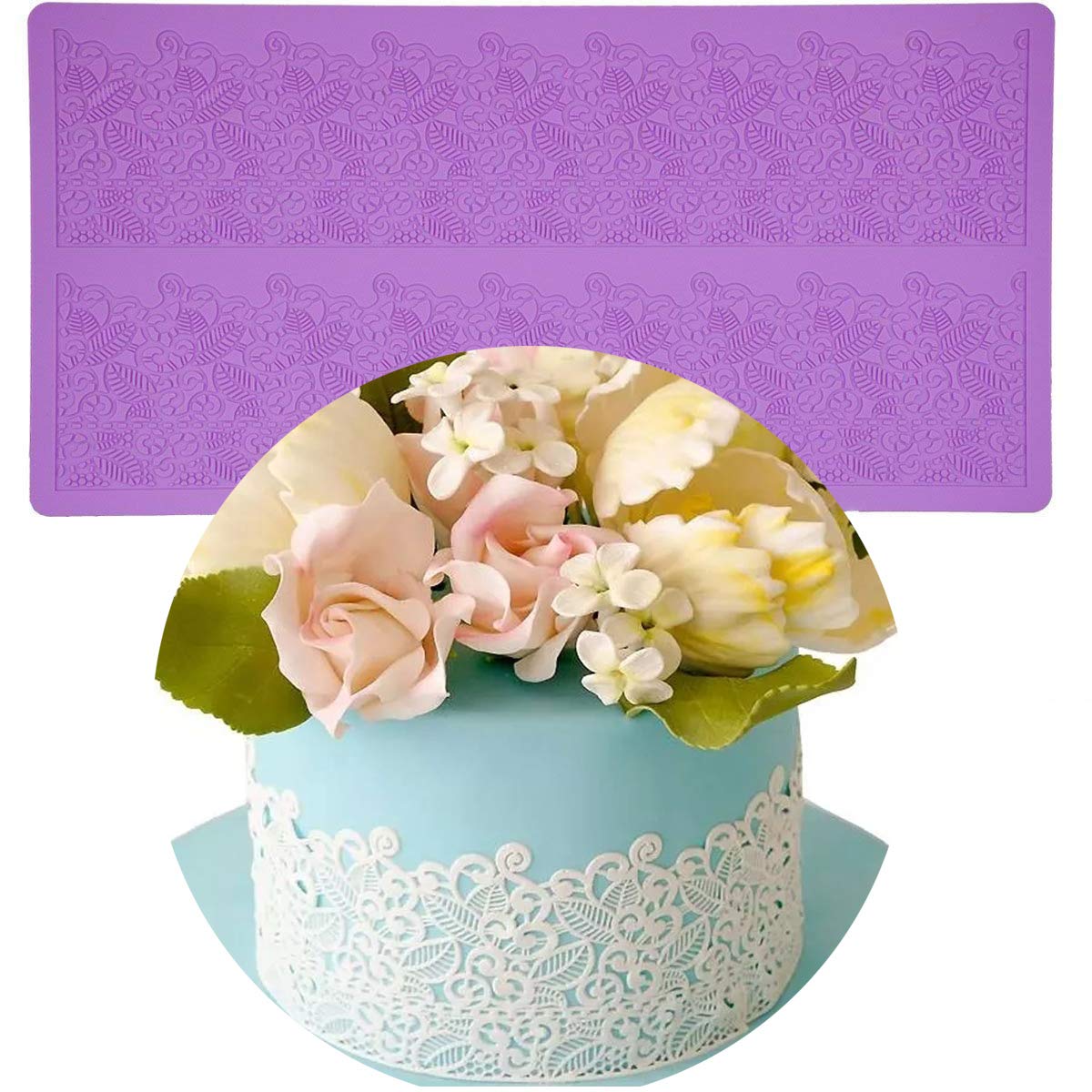 Anyana Sugar Edible Cake Silicone Fondant Impression Lace Mat Cake Decorating Mold Gum Paste Cupcake Topper Tool Icing Candy Imp