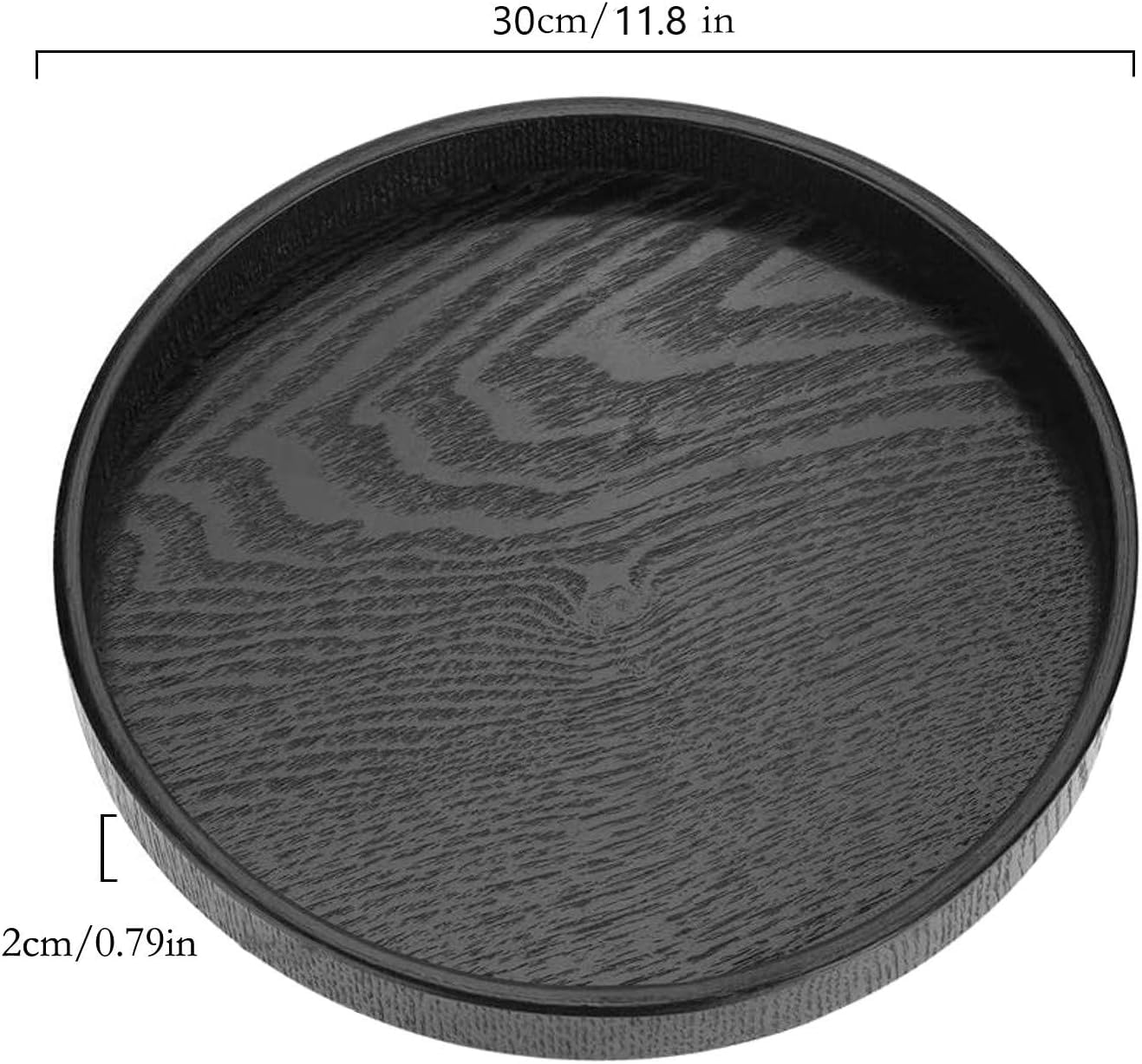 Round Wood Serving Tray, Solid Wooden Decorative Tray Non-Slip Tea Coffee Table Tray Snack Plate Food Meals Serving Tray With Ra