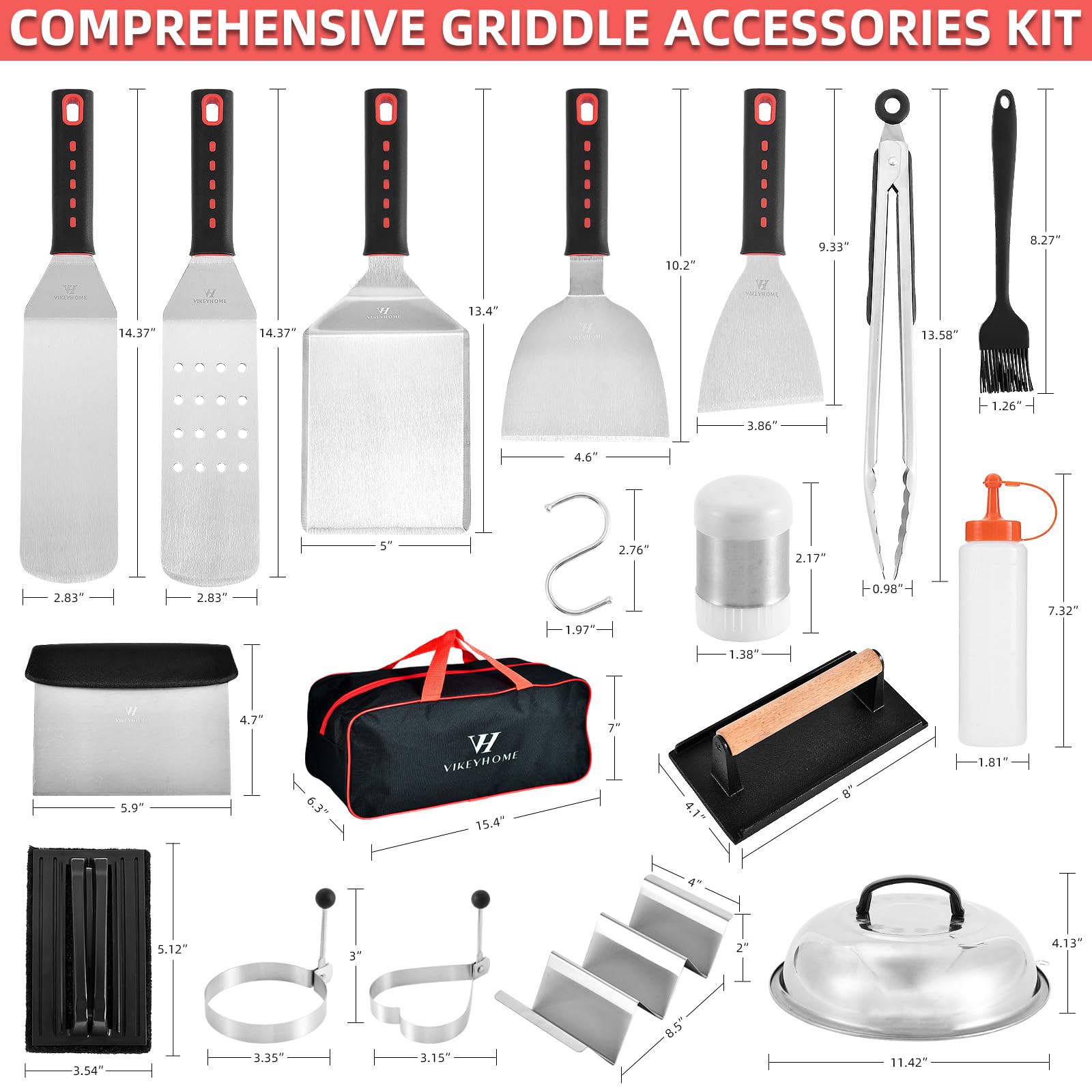 Griddle Accessories Kits, 30 Pcs Griddle Grill Tools Set, Professional Grill Bbq Spatula Set With Basting Cover, Spatula, Scrape