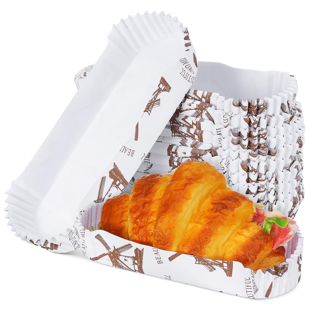 SOLUSTRE Baking Cups Bread Paper Liners High Temperature Resistant Non Stick Paper Tray for Baking Bread Pastry Oven Use Chic Pa