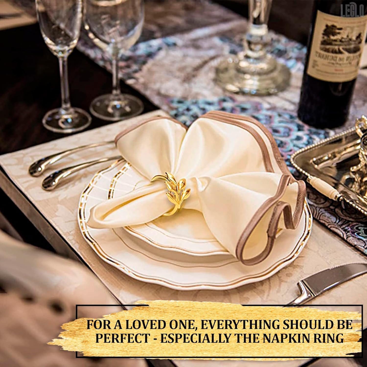 20 Pcs Gold Fall Napkin Rings - Gold Napkin Rings Bulk Gold Leaf Napkin Rings Flower Napkin Rings Boho Napkin Rings Set Of 20 -