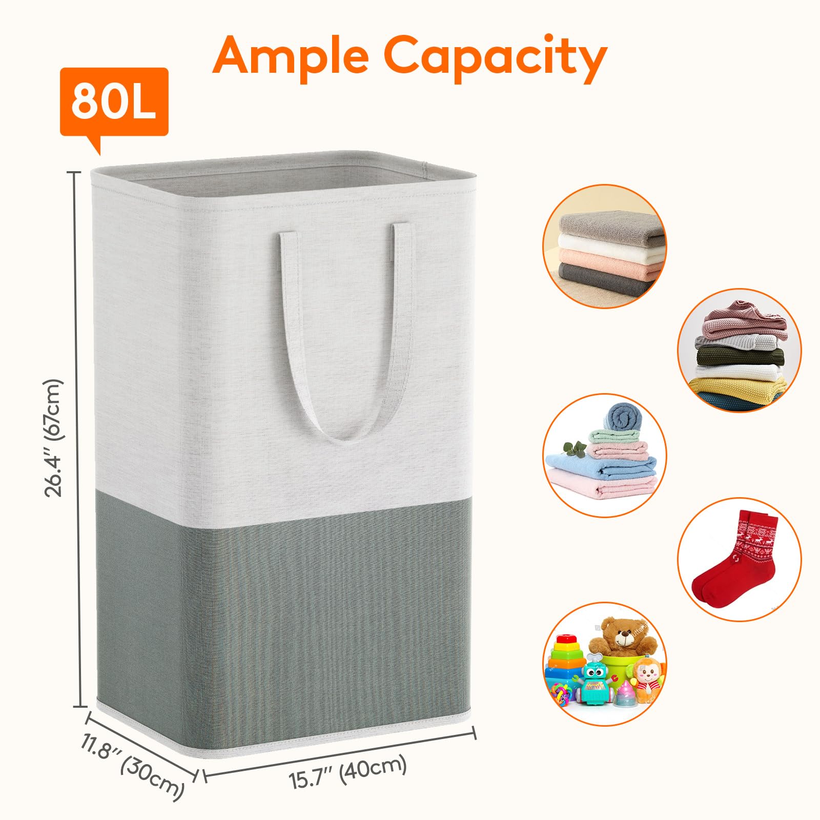 Lifewit 3 X 80 L Laundry Hamper, Freestanding Laundry Basket With Handles, Waterproof Tall Collapsible Clothes Hamper For Laundr