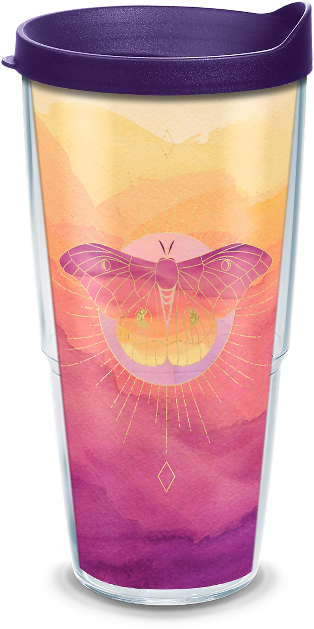 Tervis Moth Made In Usa Double Walled Insulated Tumbler Travel Cup Keeps Drinks Cold & Hot, 24Oz, Clear