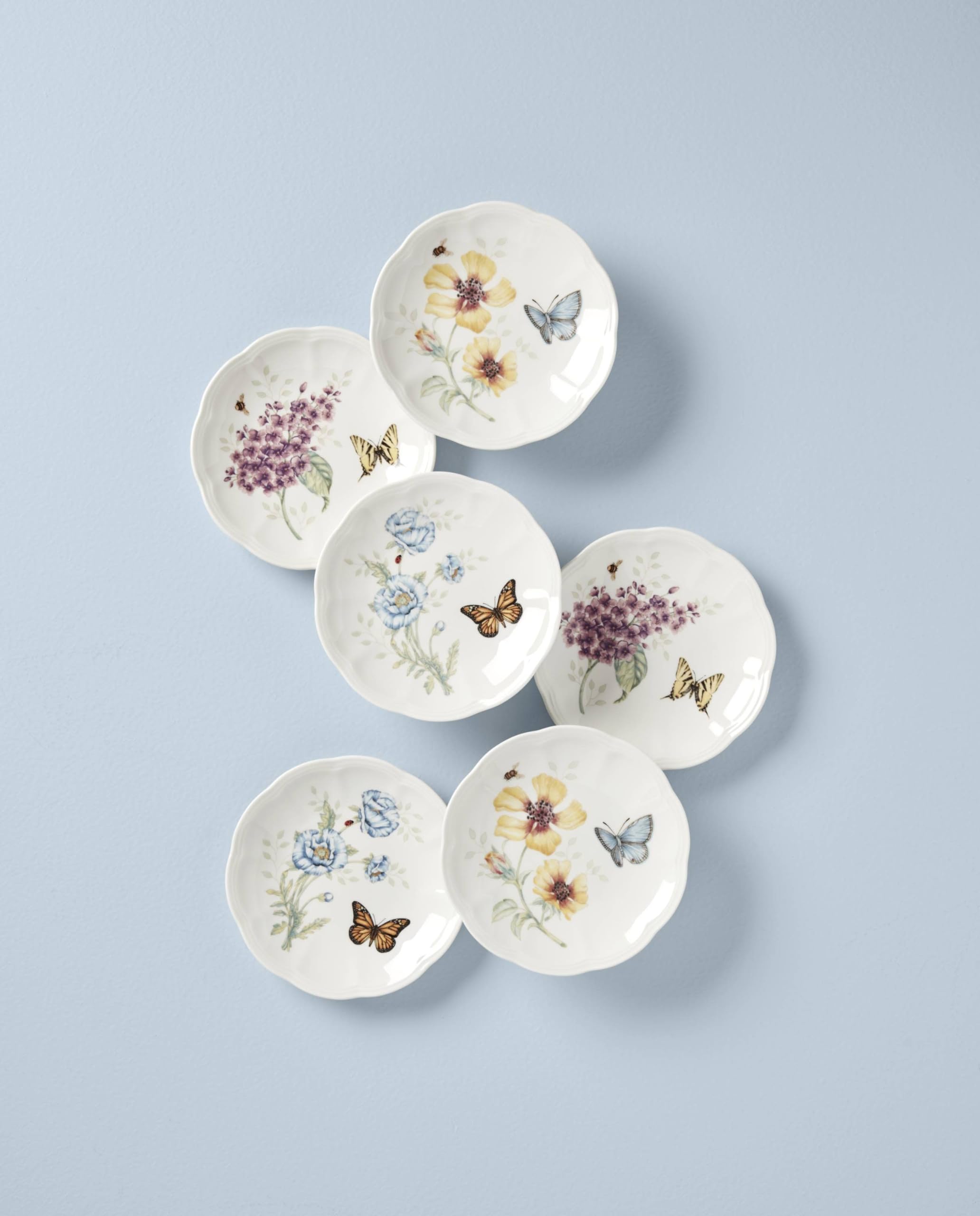 Lenox 817046 Butterfly Meadow 6-Piece Tidbit Plate Set  White