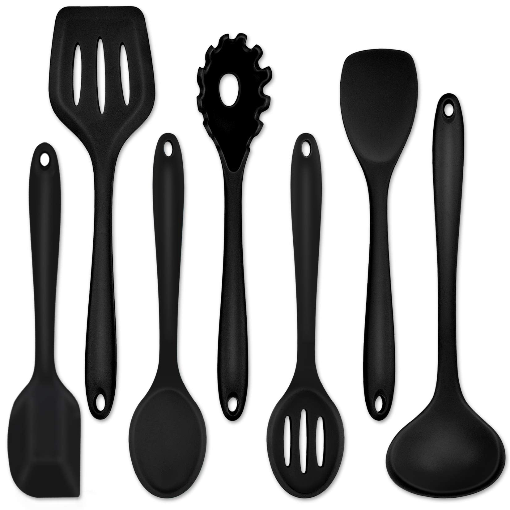 Kitchen Cooking Utensils Set Of 7, P&P Chef Heat-Proof Cooking Utensil Kitchen Spatula For Nonstick Cookware Cooking Serving, Sl