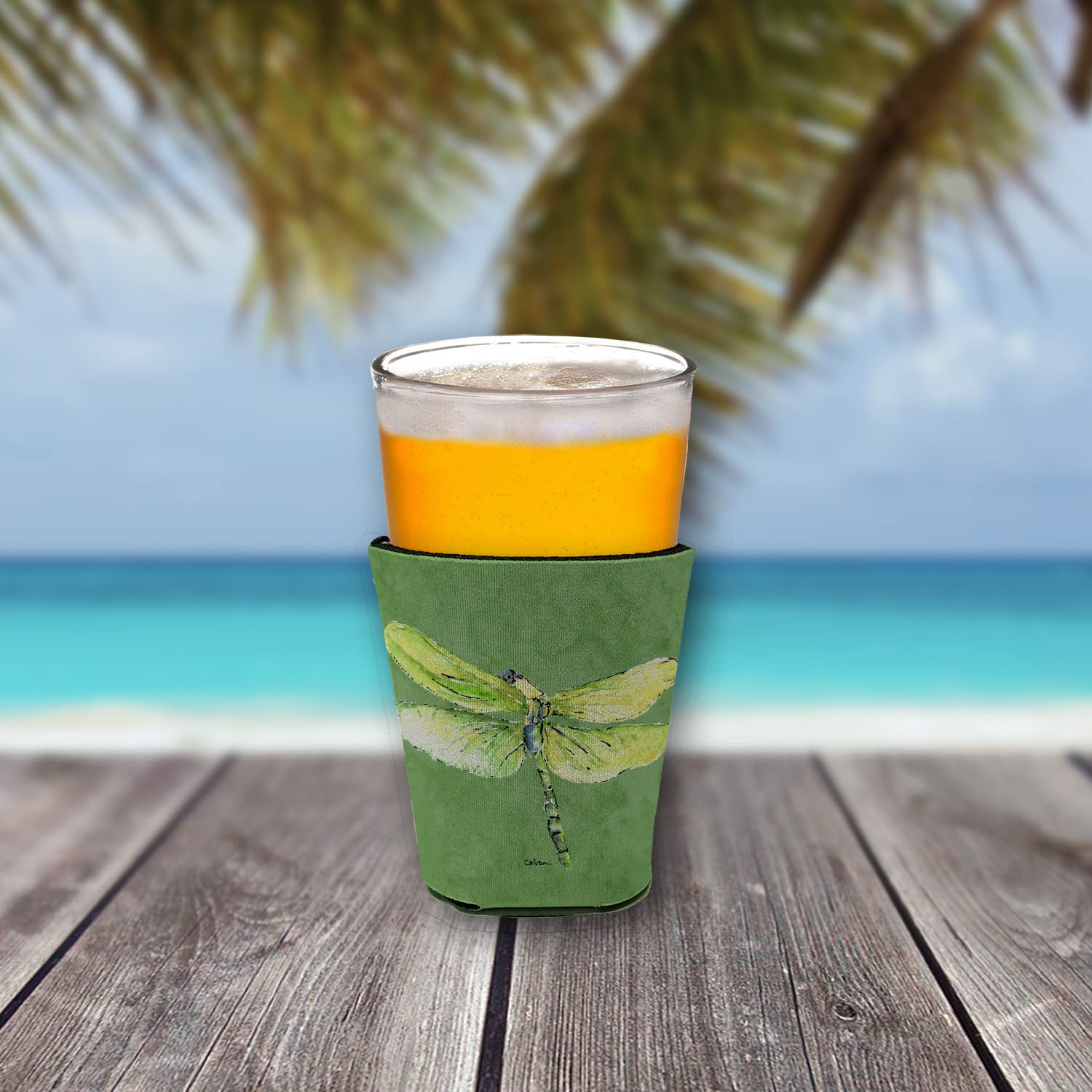 Dragonfly on Avacado Solo Cup Beverage Insulator Hugger