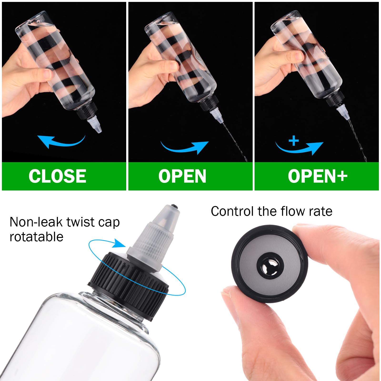 Irenare 80 Pcs Squeeze Bottles For Liquids Clear Dispensing Bottles 8.5 Oz Plastic Bottles With Twist Top Caps Empty Bottles Pla