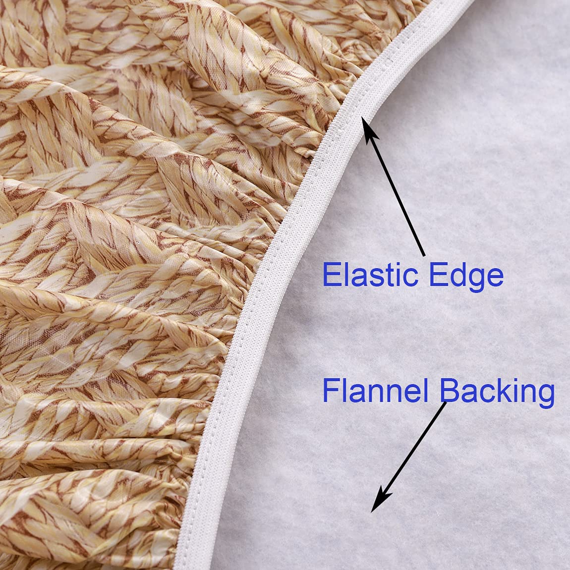 Round Vinyl Fitted Tablecloth With Flannel Backing Elastic Edge Design Table Cover Waterproof Oil-Proof Pvc Table Cloth Stain-Re