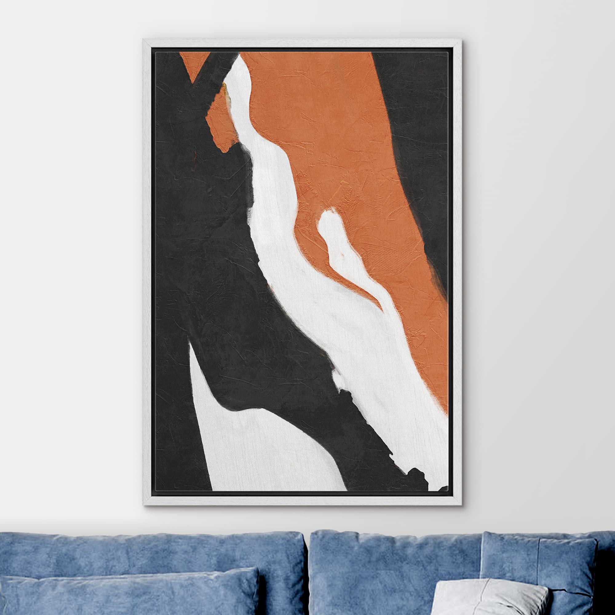 Ashbrook Framed Canvas Print Wall Art Orange Black Paint Stroke Landscape Abstract Shapes Illustrations Modern Art Contemporary