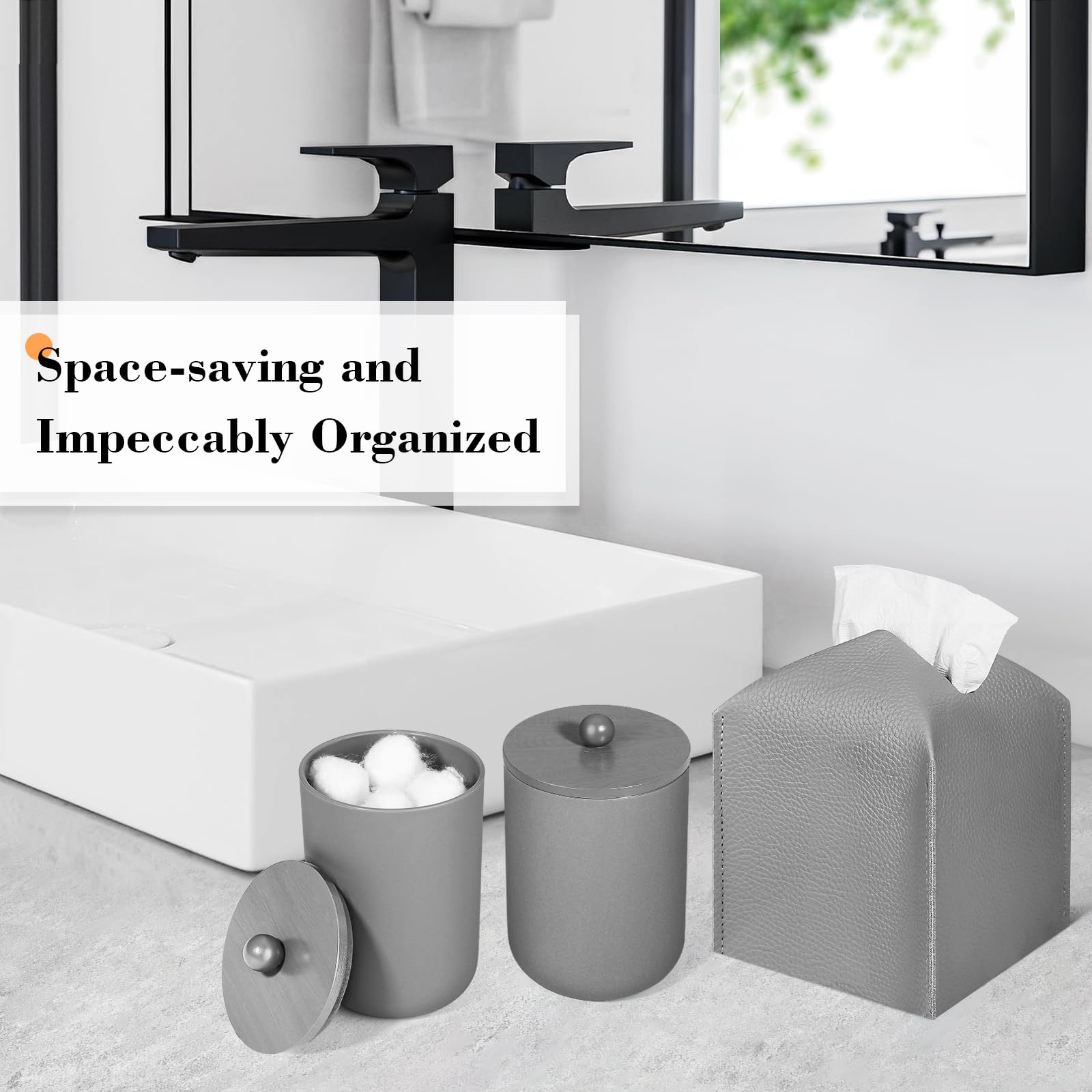 Alpiriral Grey Bathroom Accessories Set, 10Pcs Bathroom Accessory Set With Trash Can, Soap Dispenser And Toothbrush Holder, Soap