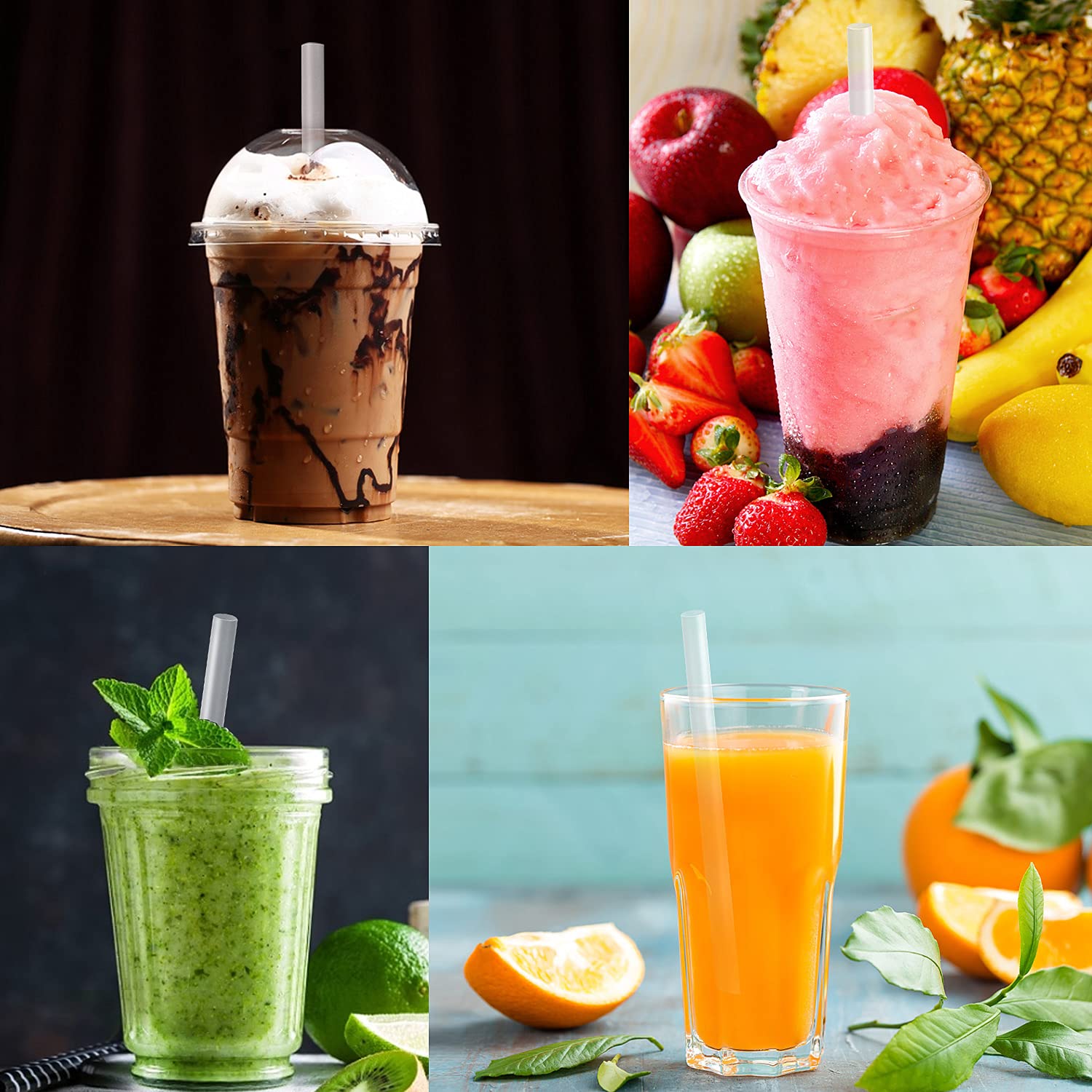 MYJIE 100 Pcs Clear Boba Straws Smoothie Straws Individually Wrapped Disposable Plastic Jumbo Large Wide-mouthed Milkshake Drinking Straws(0.43'' Diameter and 9.45'' long)