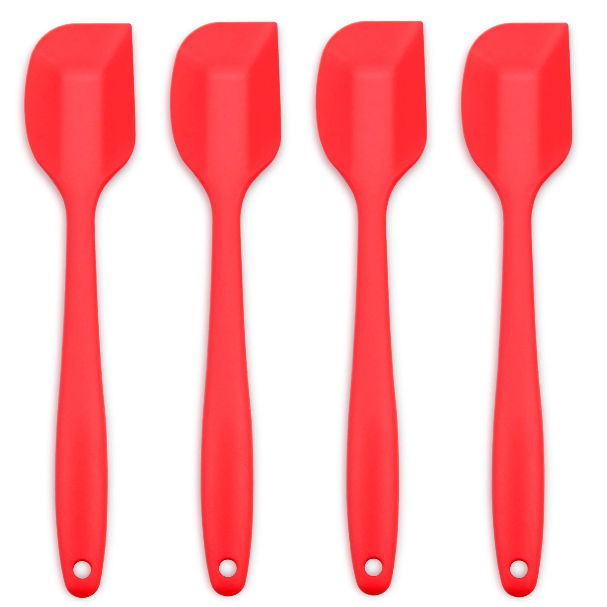 Silicone Spatula 4-Piece Set, Heat-Resistant Non-Stick Rubber Spatulas With Stainless Steel Core, Red