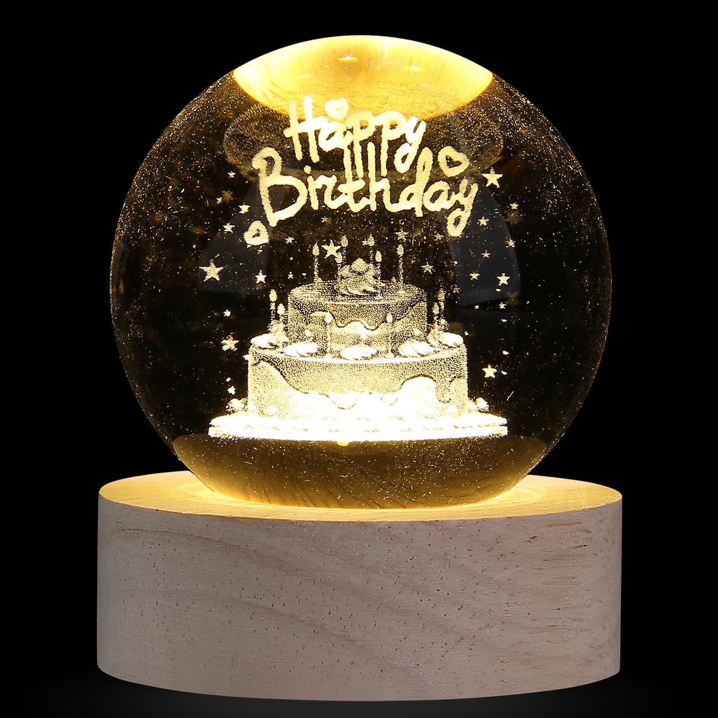 MAIBAOTA Birthday Decor Crystal Ball 2.4 Inches Glass Ball Birthday Gifts for Women Crystal Decorations Figurines Sphere for Hom