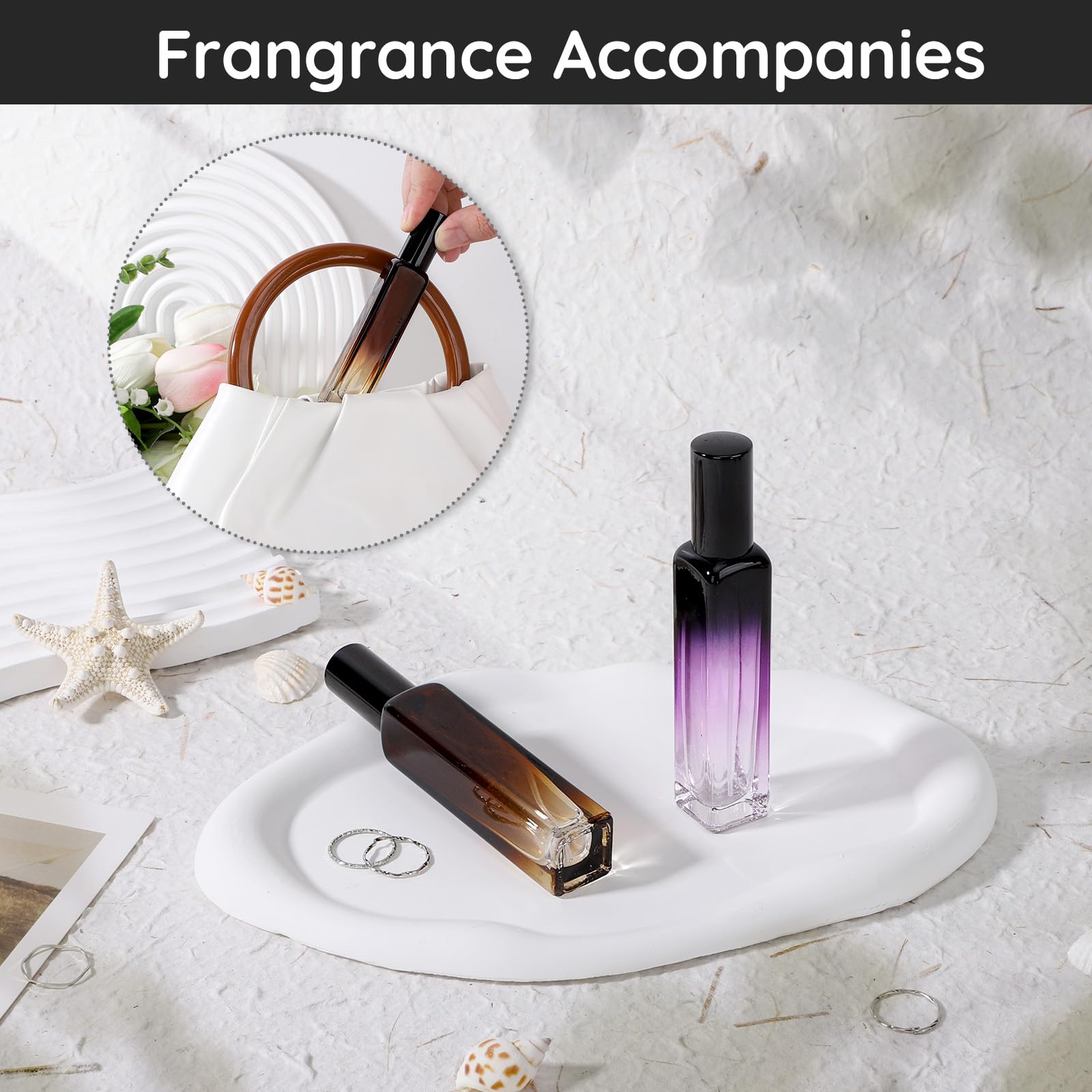 Segbeauty 15ML Refillable Travel Perfume Bottles, 2pcs Amber Purple Glass Atomizers, Model SB161542, Portable Cologne Dispenser