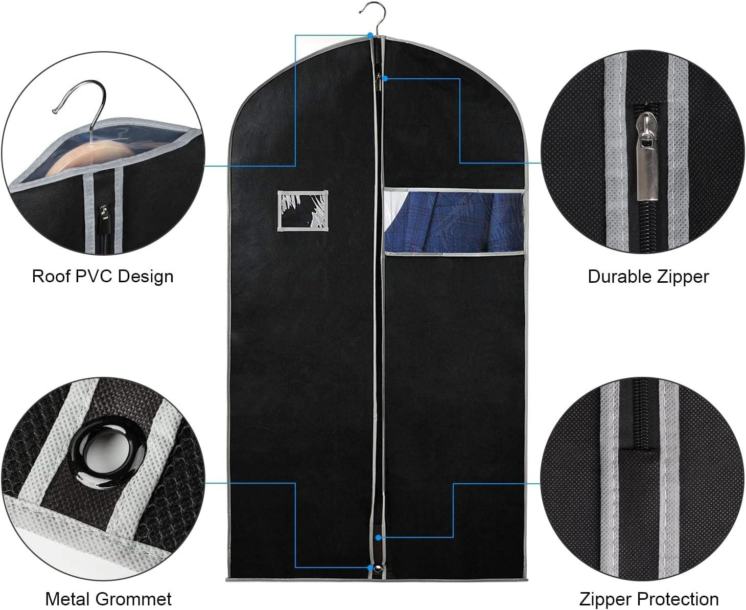 Syeeiex 40''Suit Bag, Set Of 16 Garment Bags For Hanging Clothes, Suit Covers Bags For Men Or Women, Garment Bags For Storage Su