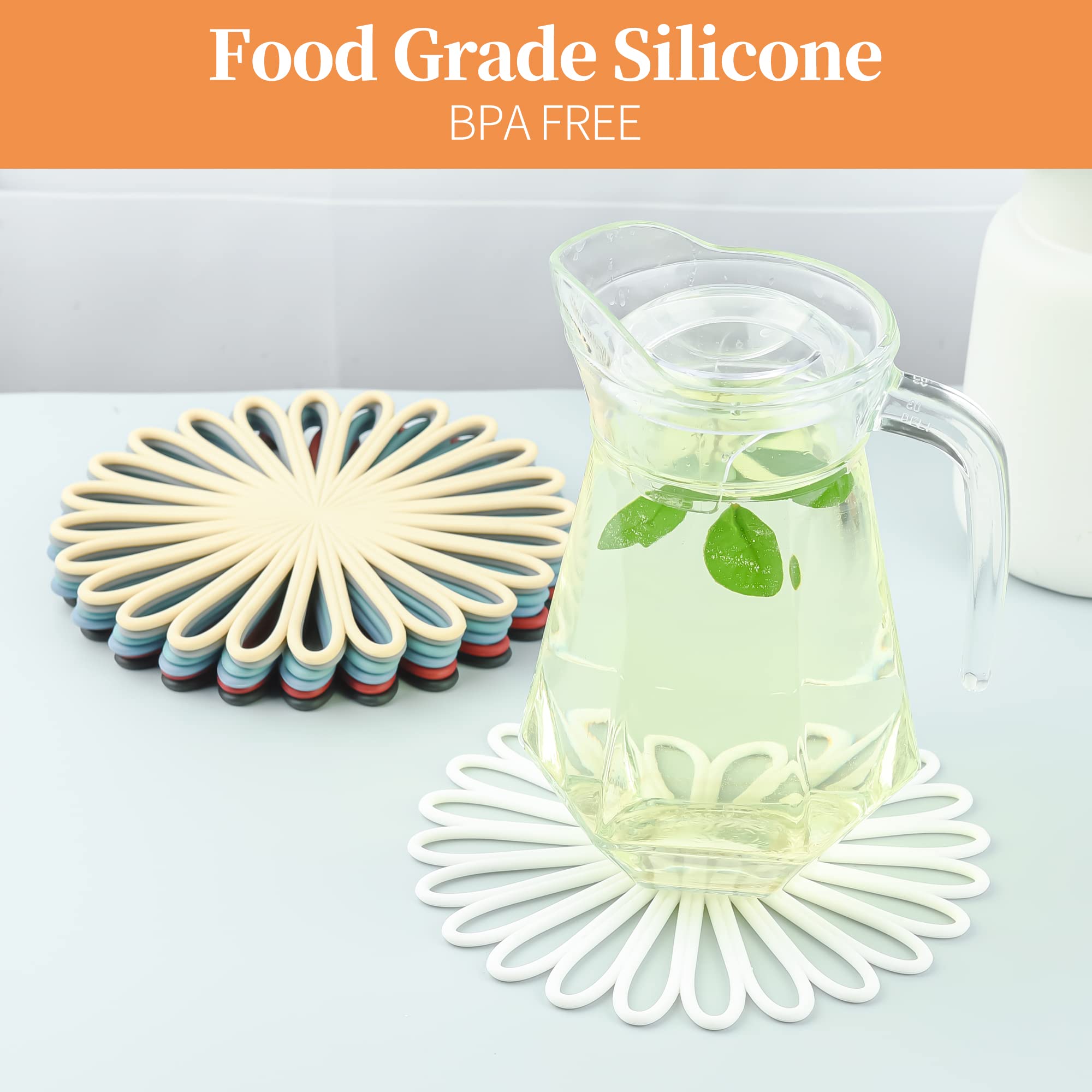 Kalsreui Trivets For Hot Dishes, Silicone Trivet Hot Pads For Kitchen Counter, Intricately Carved Silicone Trivets For Hot Pots
