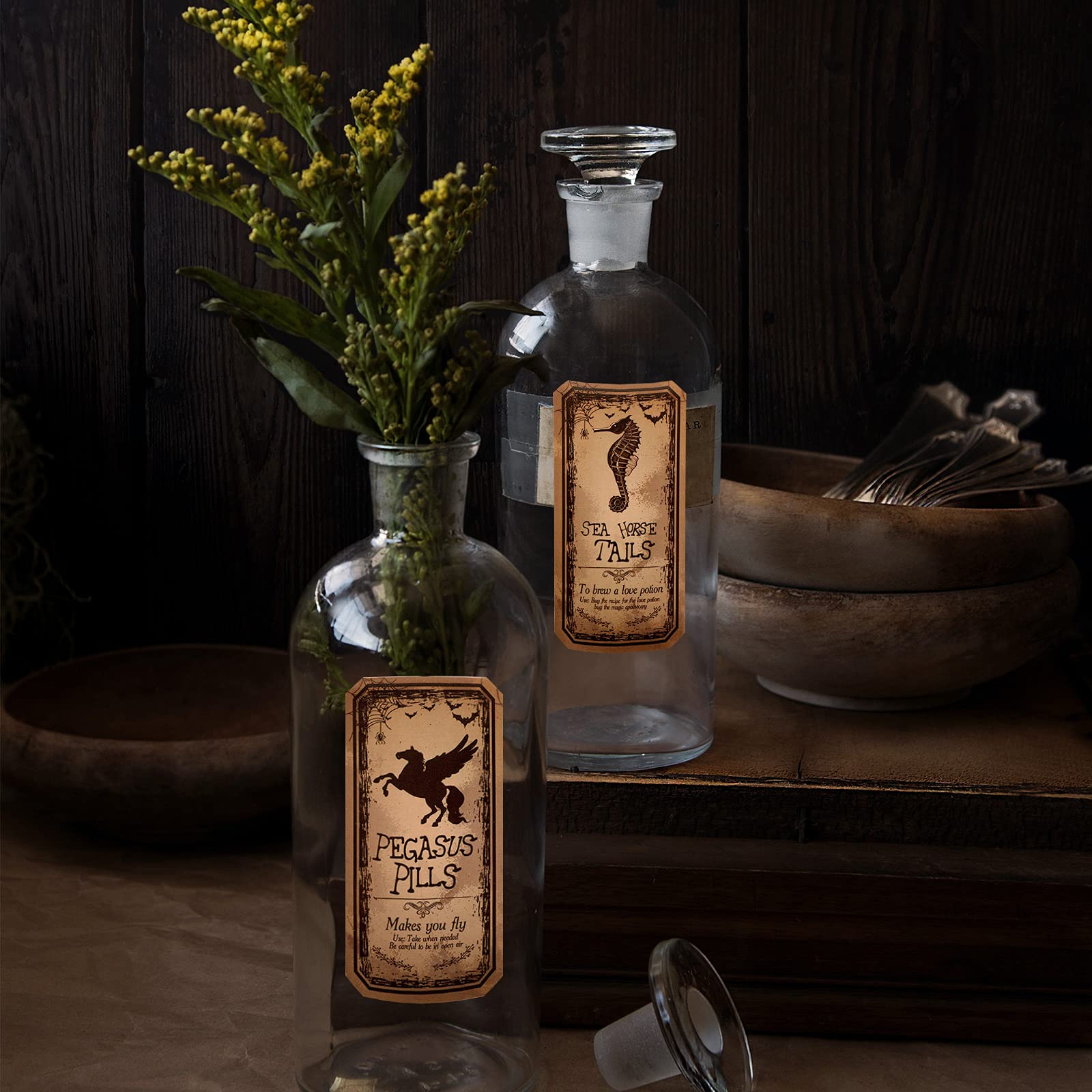 80 Pieces Creepy Halloween Animal Apothecary Bottle Labels Stickers Medicine Bottle Label Laminated Ready To Use For Party Decor