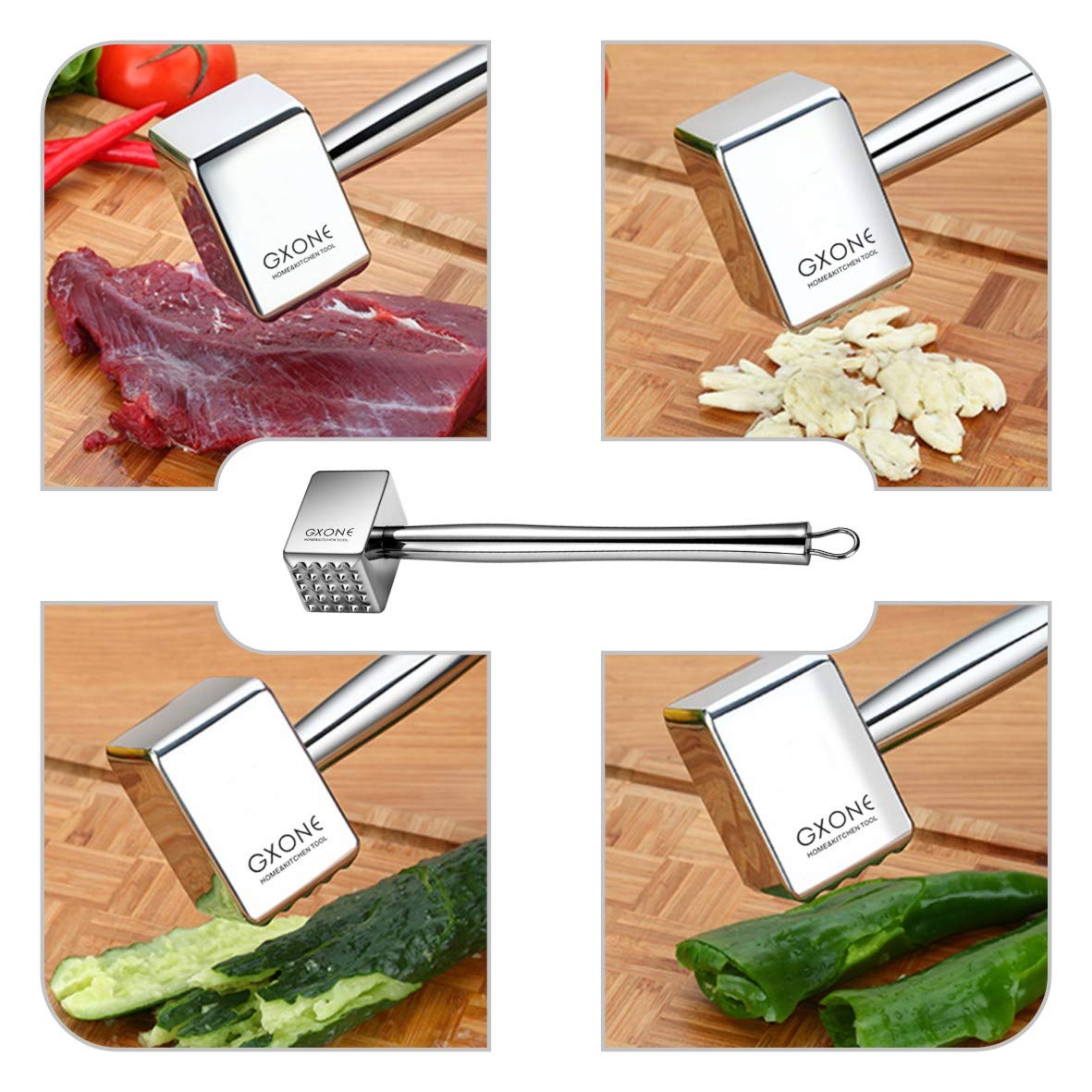Meat Tenderizer 304 Stainless Steel Heavy Sturdy Meat Mallet/Pounder/Hammer Tool(1.65lb)