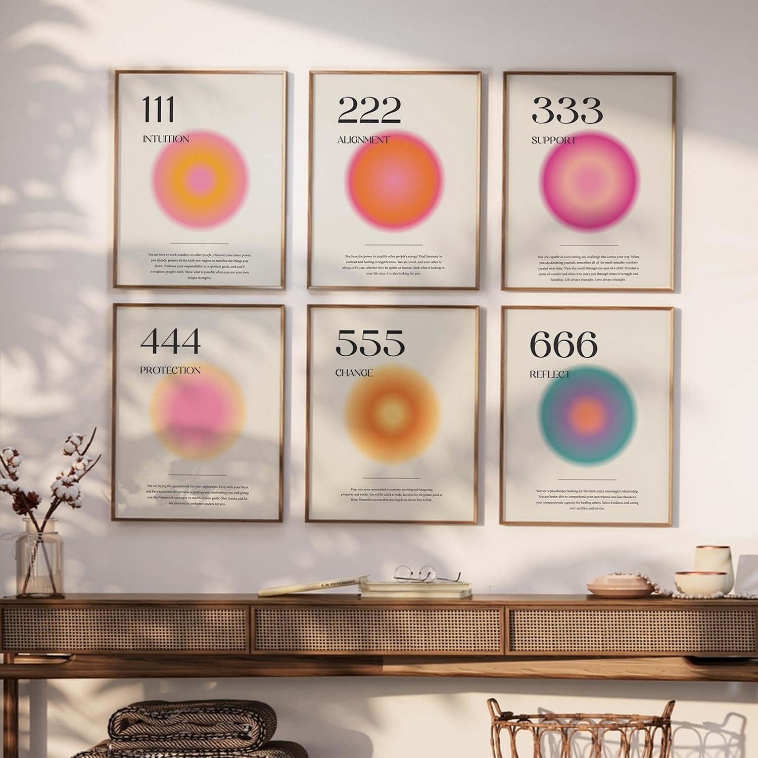 Elegend Angel Number Poster - 9 Pcs Aura Angel Numbers Poster For Room Aesthetic Minimalist Inspirational Quotes Wall Art Bedroo