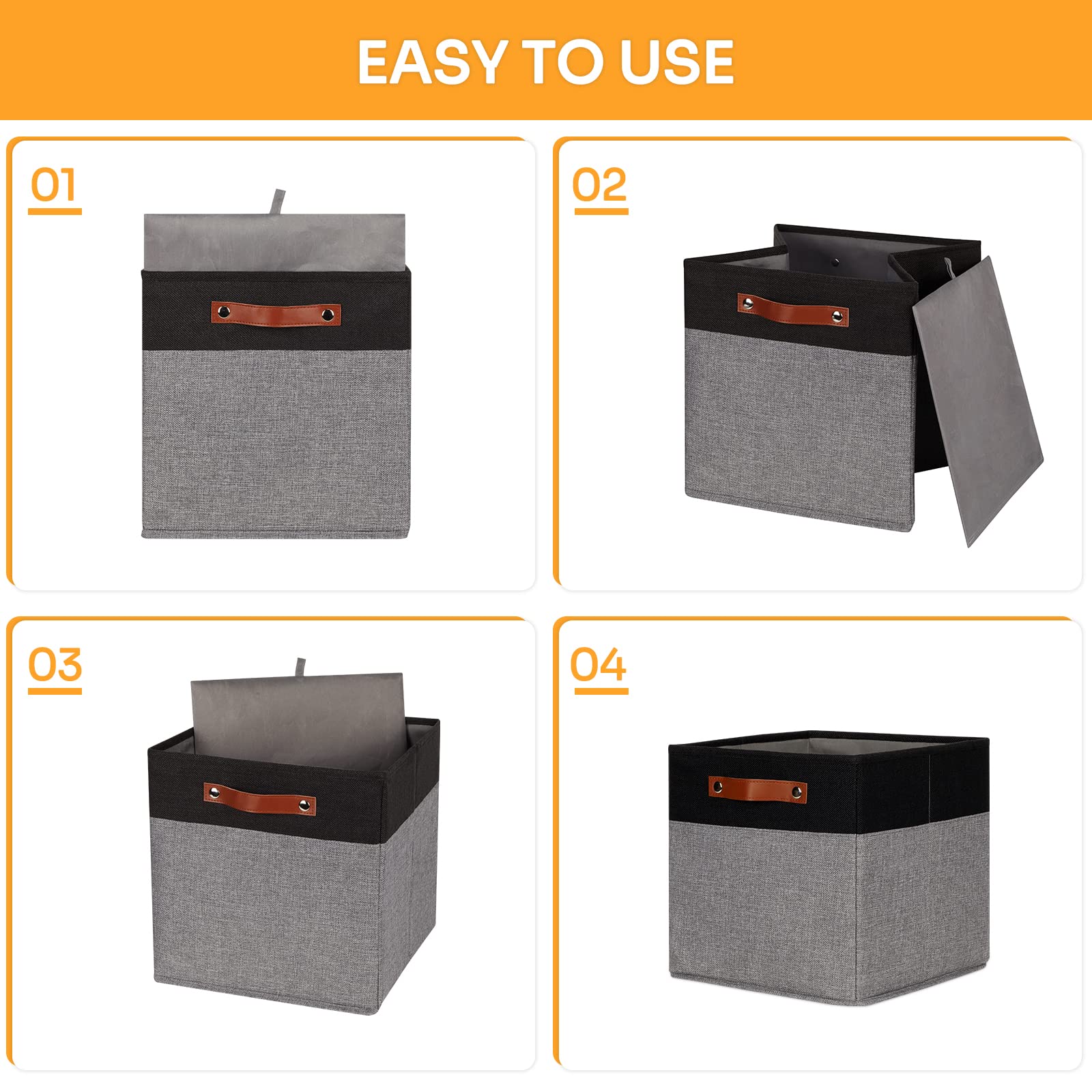 Dullemelo 12X12 Storage Cubes, Collapsible Sturdy Cube Storage Bins With Handles For Organizing,Fabric Storage Cubes Baskets For