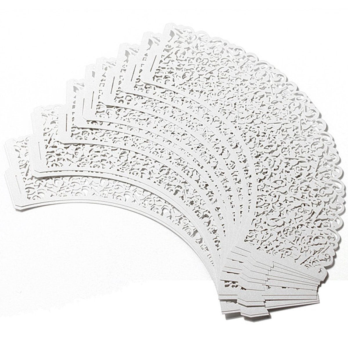 Yozatia 60Pcs Vine White Cupcake Wrapper, Lace Cupcake Wraps Liner For Wedding Party Cake Decoartion (White)