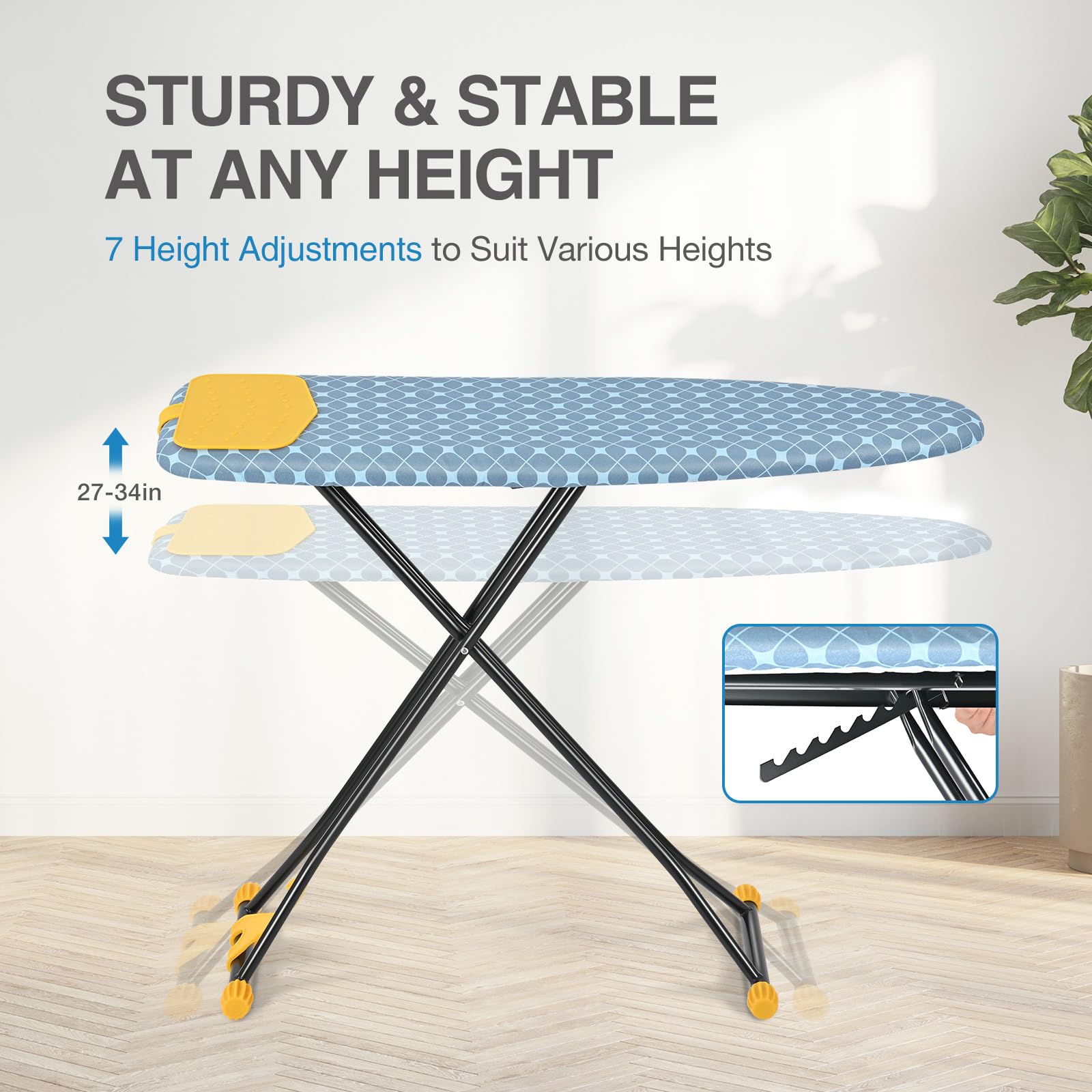 Apexchaser Ironing Board With Iron Rest, Compact And Space Saver Iron Board, Extra Thick Cover, Height Adjustable, Wall Mount &