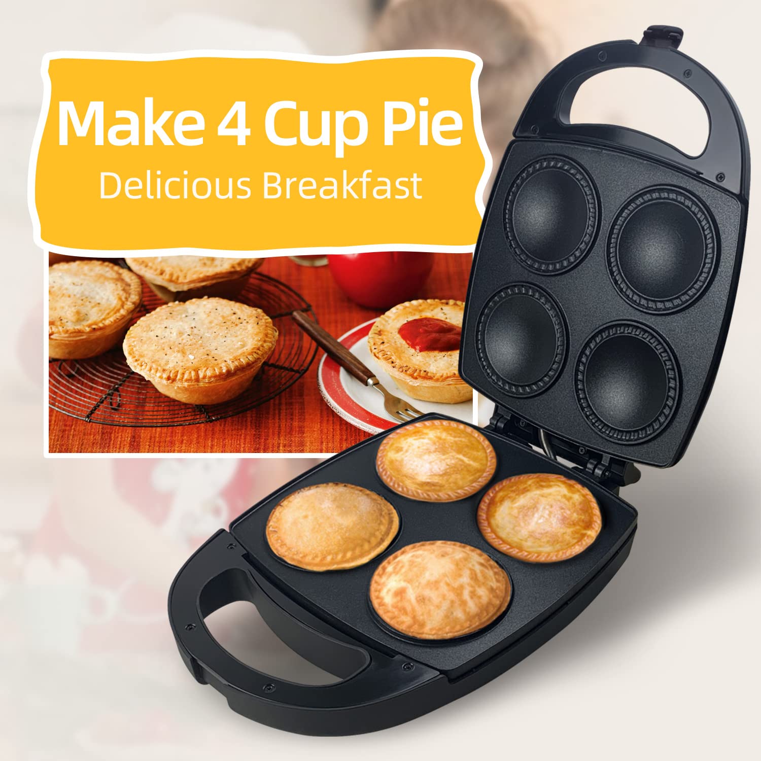 Aoruru Electric Pie Maker - Versatile Quiche Maker, Durable Plastic, Ideal for Quick & Easy Baking