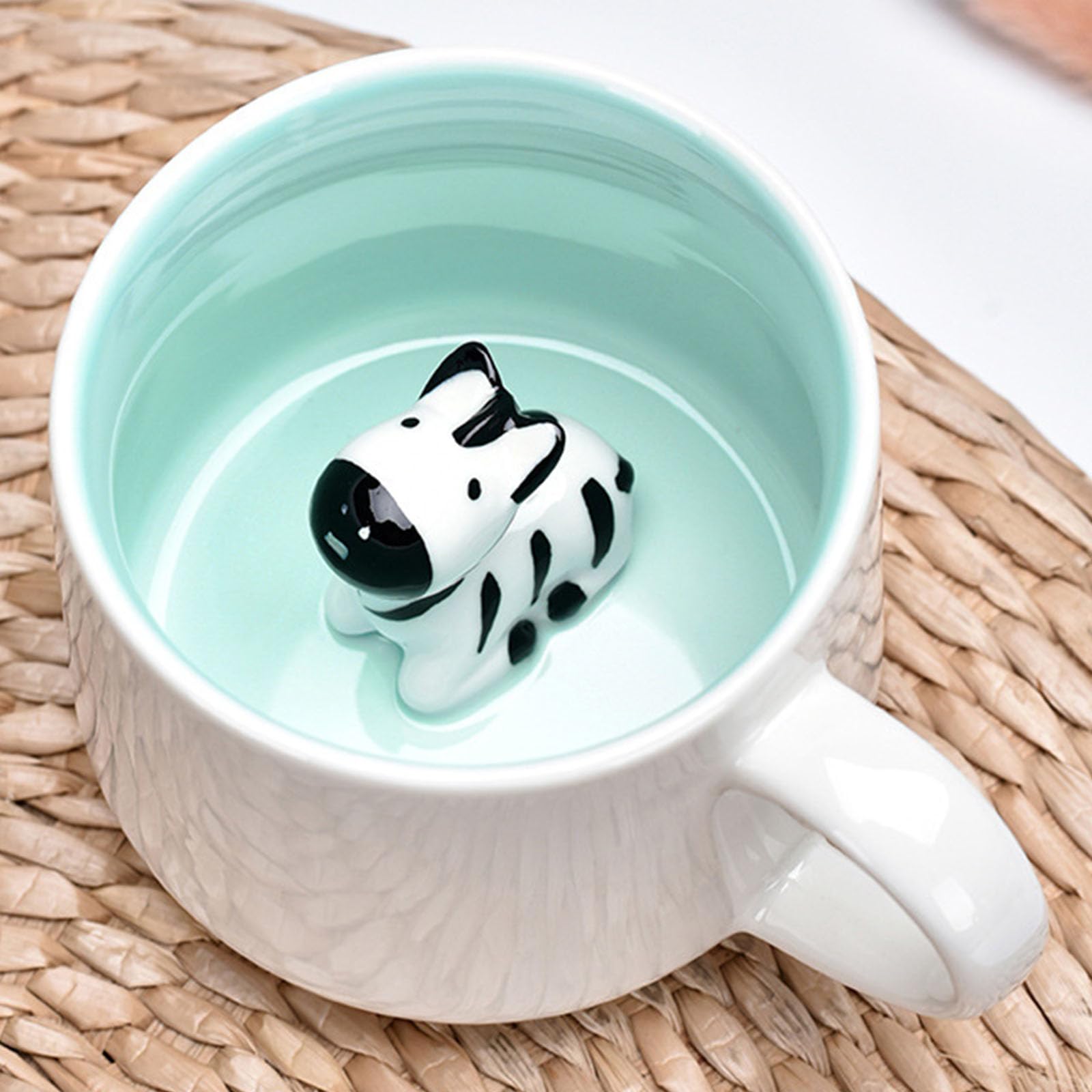Busnos Zebra Coffee Mugs 12oz 3d Animal Inside Tea Mug Cute Handmade Ceramic Cup with Spoon and Coaster Zebra Decor Gifts Funny 
