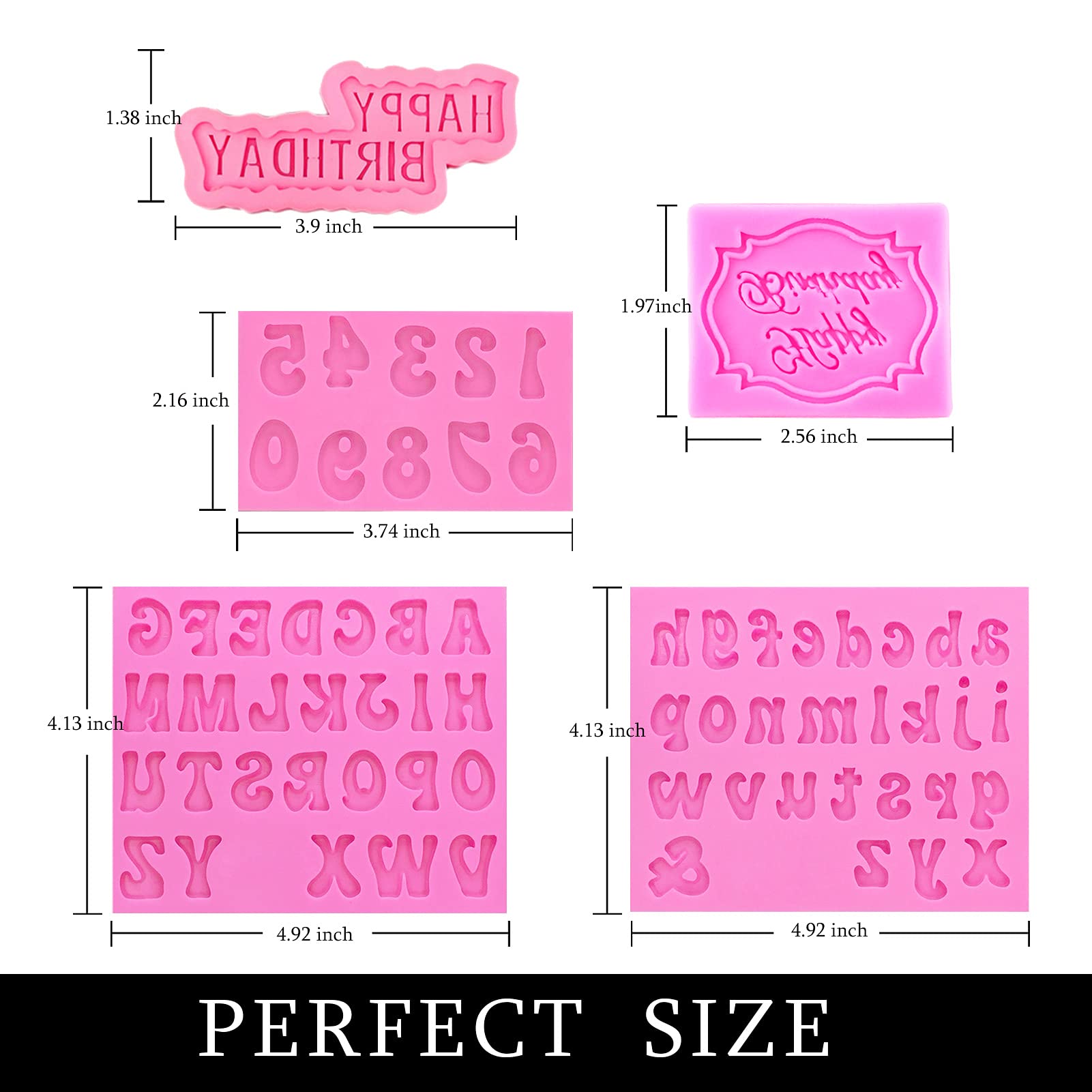 Muyulin Letter Chocolate Molds, 5 Pack Fondant Molds Letter Silicone Happy Birthday Molds For Cake Decoration Chocolate Covered
