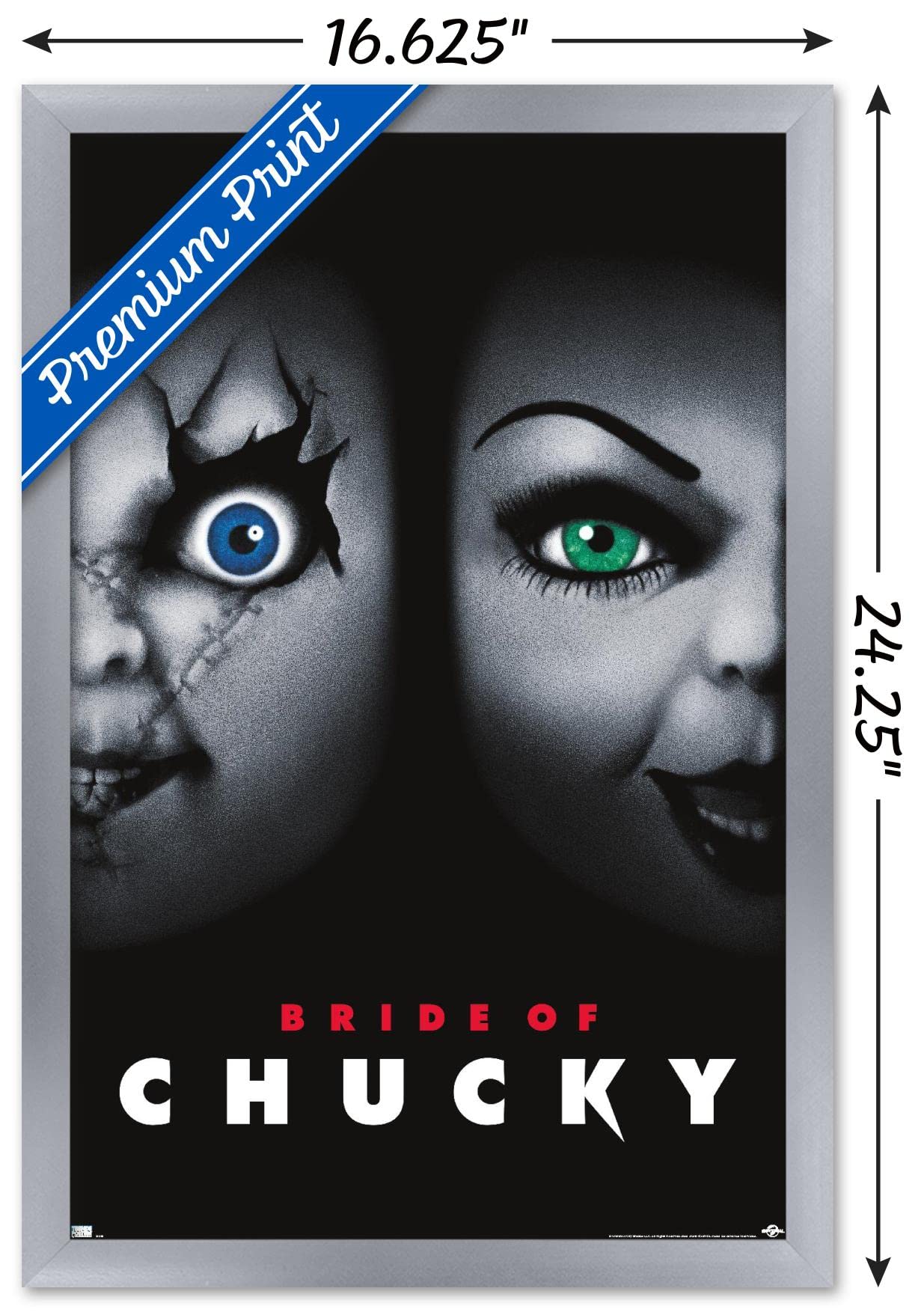 Trends International Child'S Play: Bride Of Chucky - One Sheet Wall Poster, 14.725'' X 22.375'', Silver Framed Version