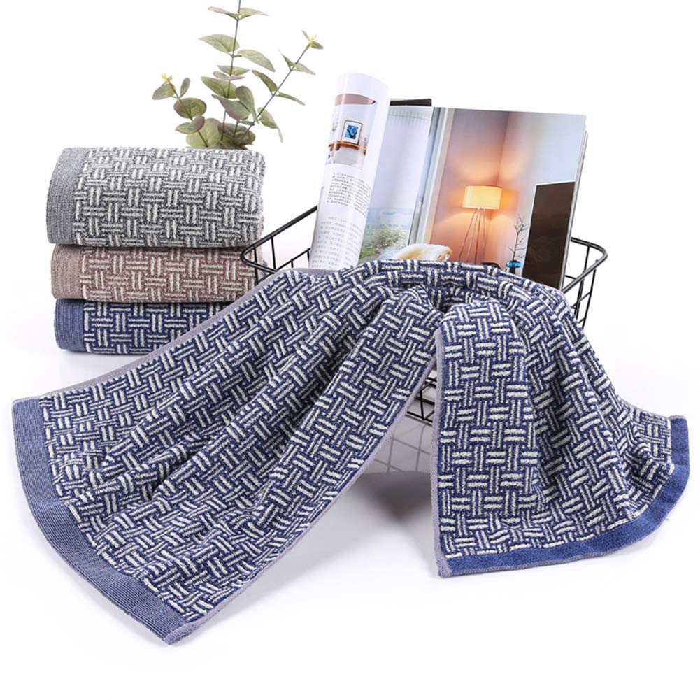 Pidada Hand Towels Set of 2 100% Cotton Checkered Pattern Absorbent Soft Decorative Towel for Bathroom 13.4 x 29.1 Inch (Blue)