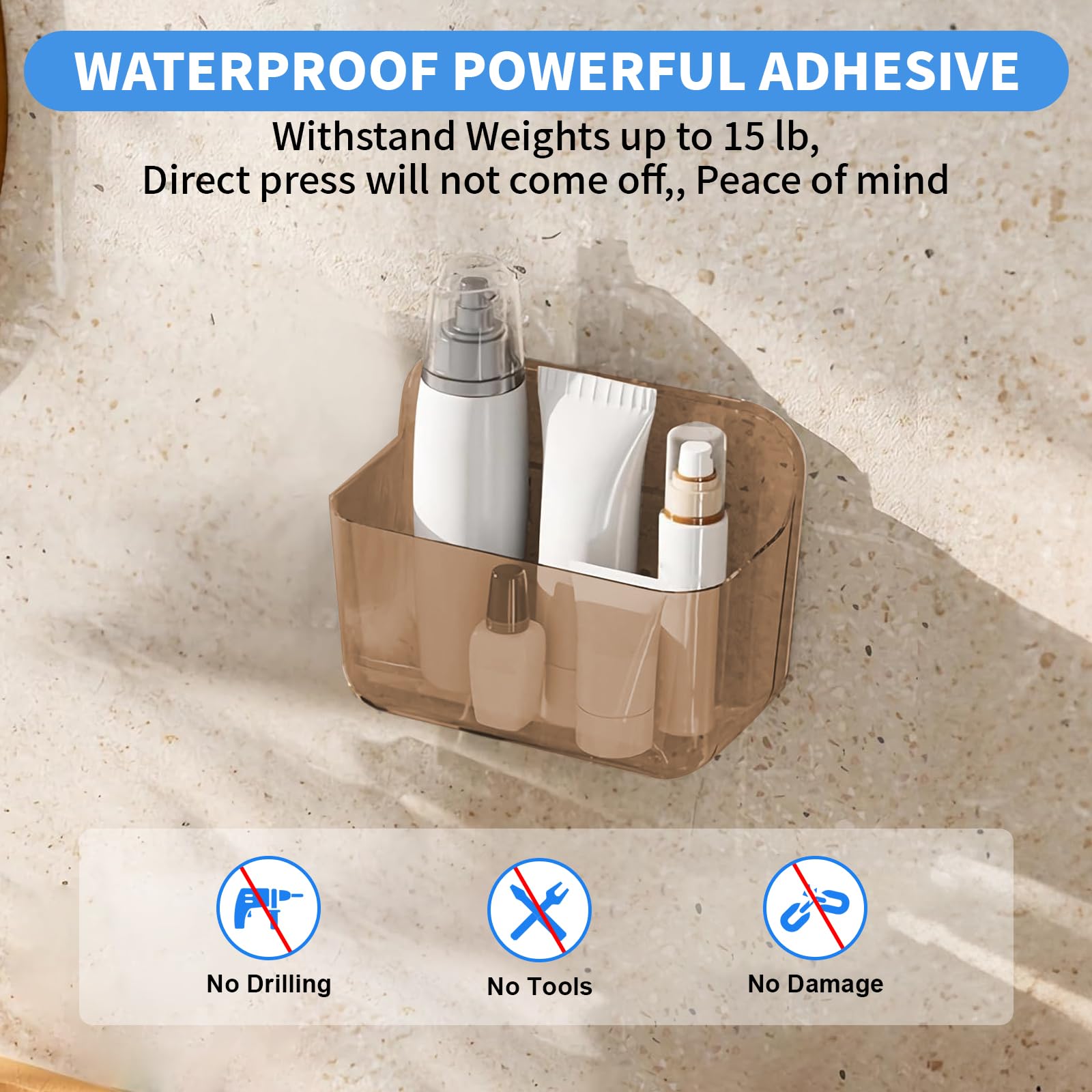 Diesisa 2Pc Acrylic Wall Mount Organizer, Adhesive Cabinet Door Organizer,Acrylic Bathroom Shelves For Wall,No Drilling Hang Wal