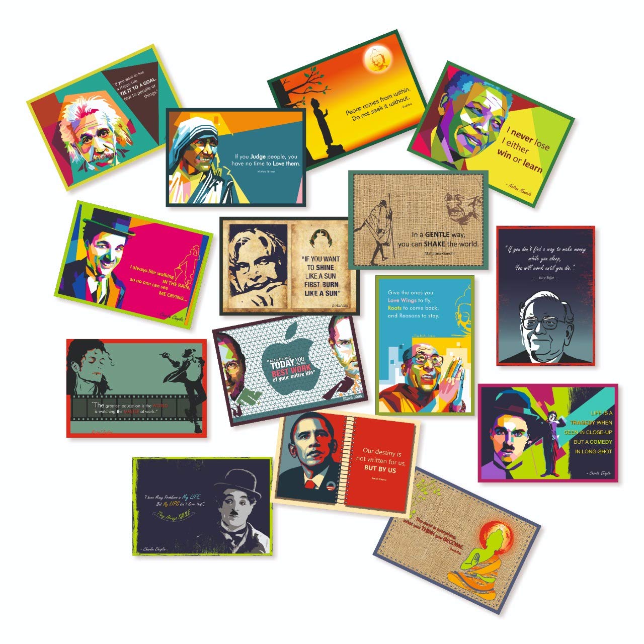 Vantagekart Motivational Inspirational Self Adhesive Posters (Paper , A5 Size, 21 X 14.8 X0.1 Cm, Multicolour) Set Of 15 Poster