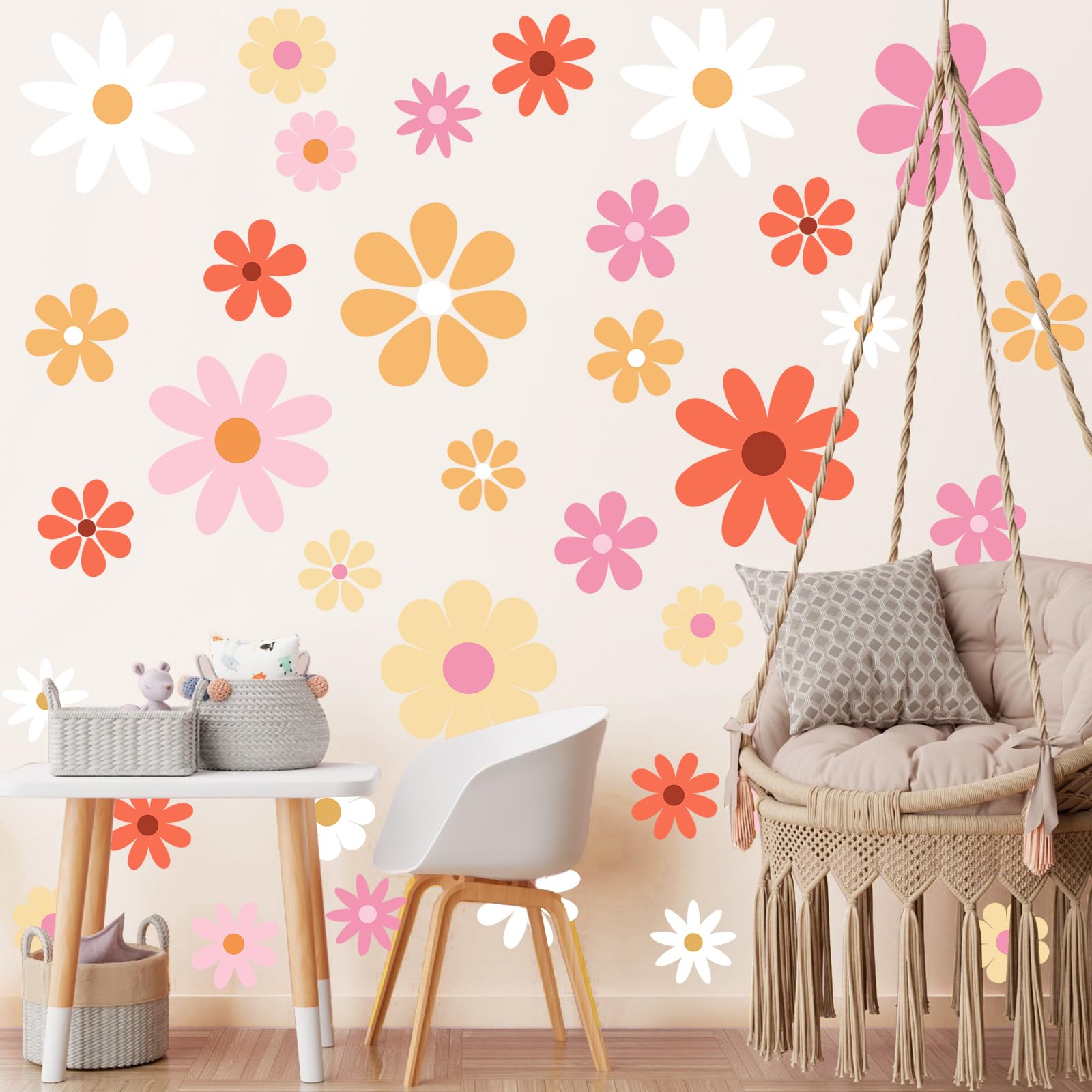 Taobary 12 Sheets Daisy Wall Decals Flower Wall Stickers Large Daisy Wall Stickers Daisy Decals For Wall Peel And Stick For Nurs