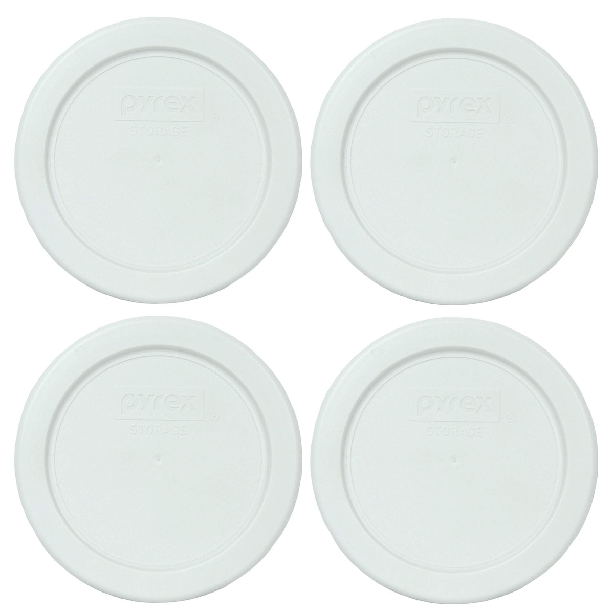 Pyrex 7202-Pc White Round Plastic Food Storage Replacement Lid, Made In Usa - 4 Pack