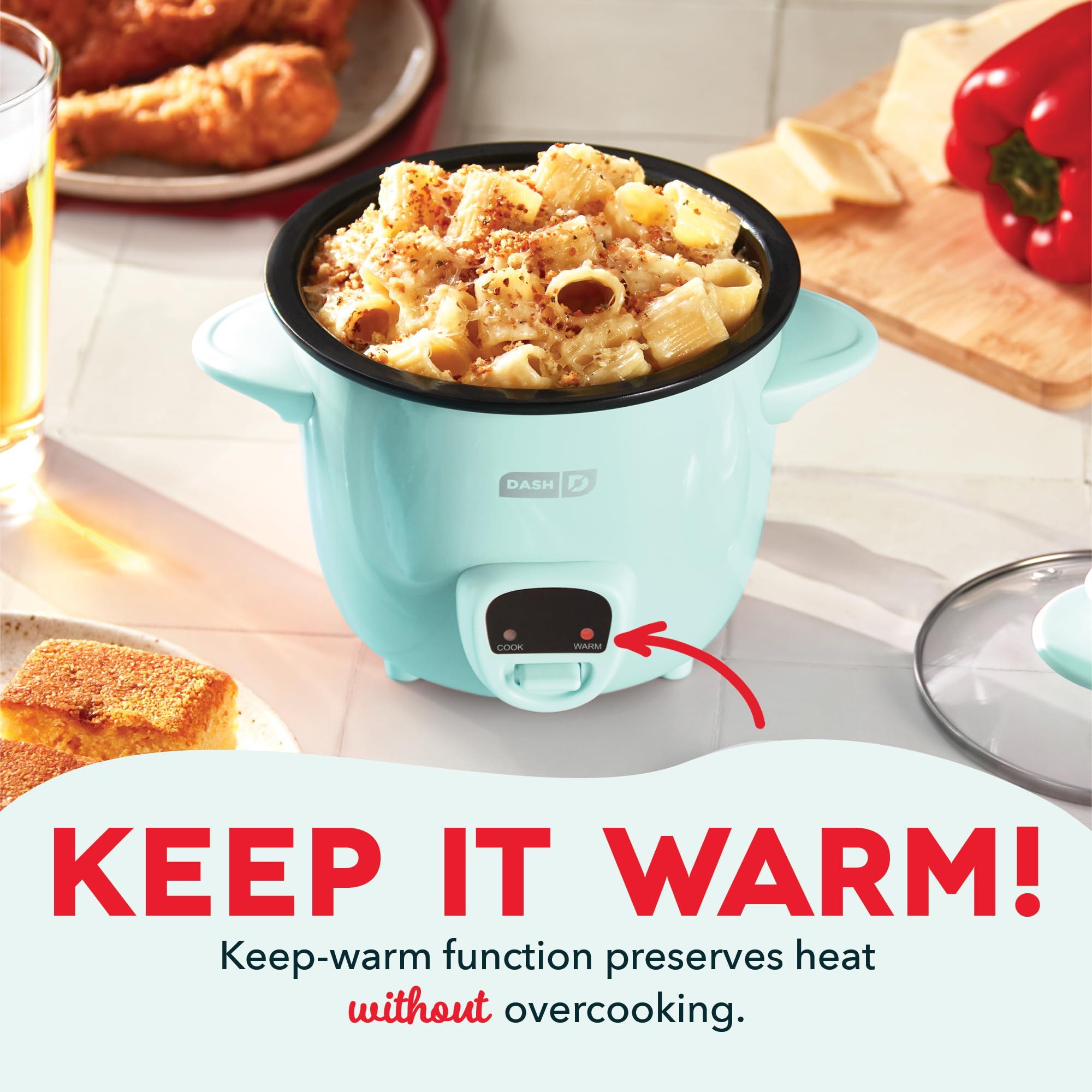 Dash Mini Rice Cooker Steamer With Removable Nonstick Pot, Keep Warm Function & Recipe Guide, .5 Quart, For Soups, Stews, Grains