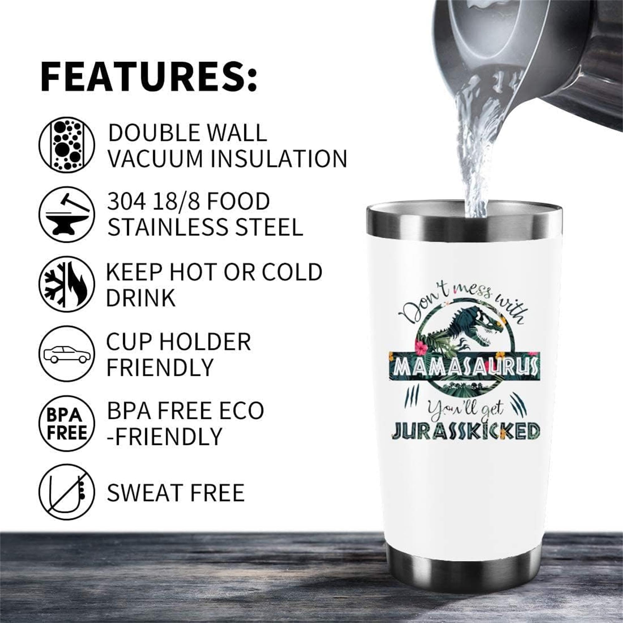 Athand Mama Water Bottle,Mom Birthday Gifts,Mothers Day Gifts For Mom From Daughter, Son,New Mom Mamasaurus Cup Tumbler - Funny