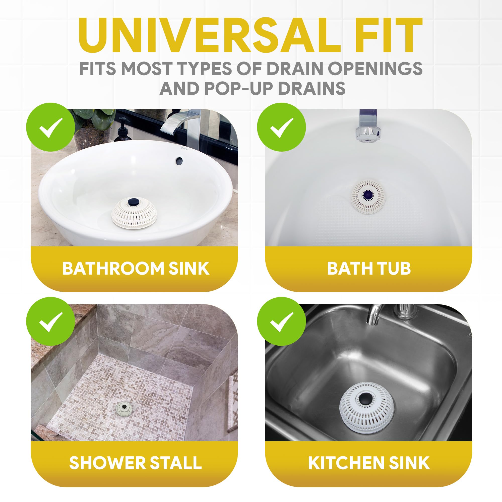 Showershroom Stealth Shower Hair Drain Catcher - Hair Stopper For Shower Drain, Bathtub, And Bathroom Sink, Will Not Impede Wate