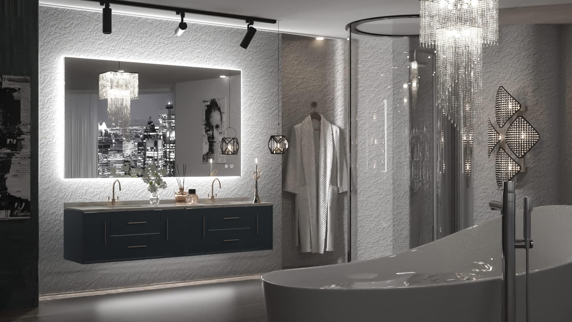 TETOTE 40 x 24 Inch LED Backlit Bathroom Vanity Mirror with Light Anti-Fog Dimmable CRI90+ Touch Button Water Proof Horizontal/Vertical Wall Mounted Lighted Mirror