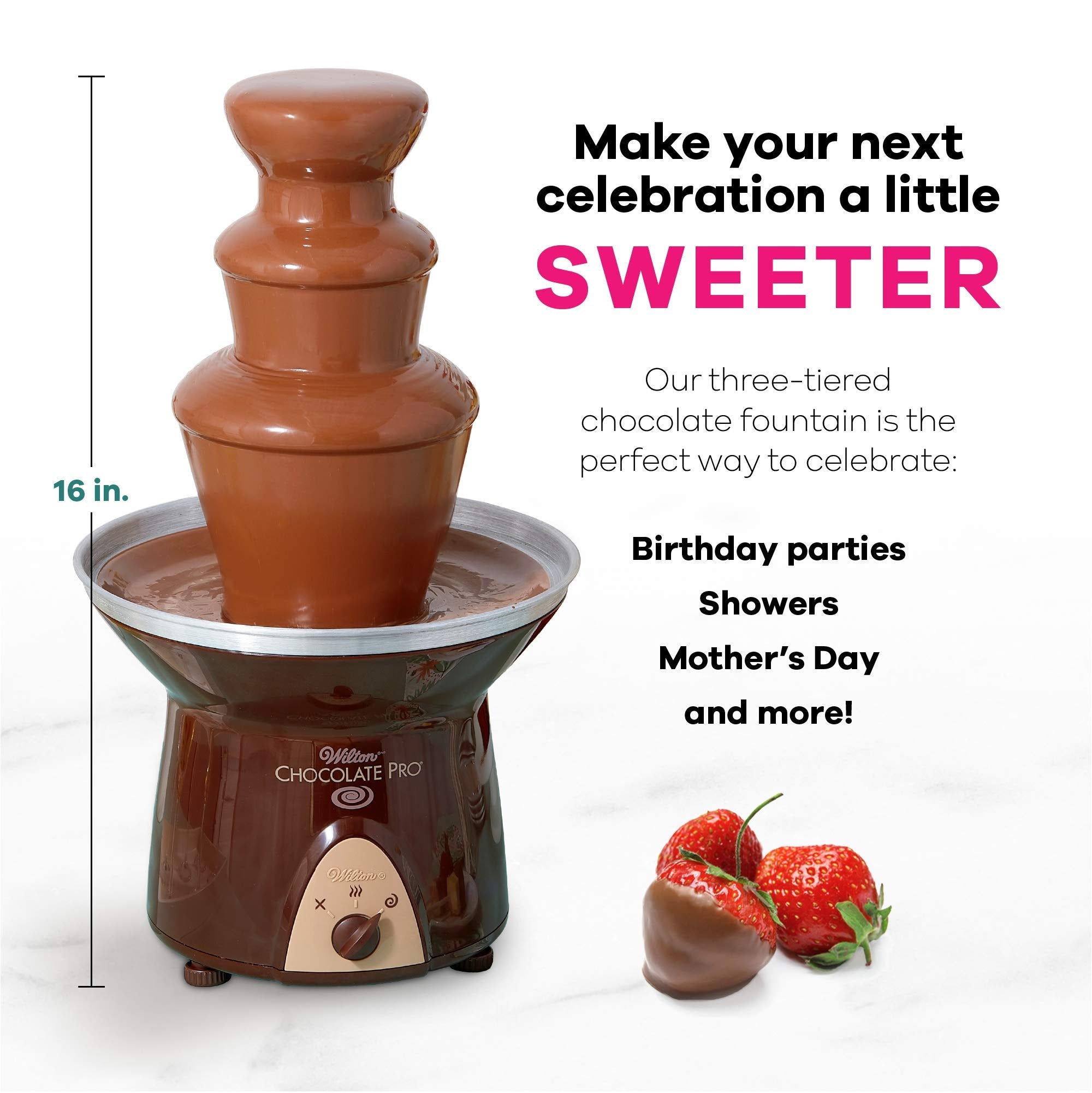 Wilton Chocolate Pro Chocolate Fountain And Fondue Fountain - Designed To Keep Chocolate Melted For Easy Treat Dipping, 3-Tier,