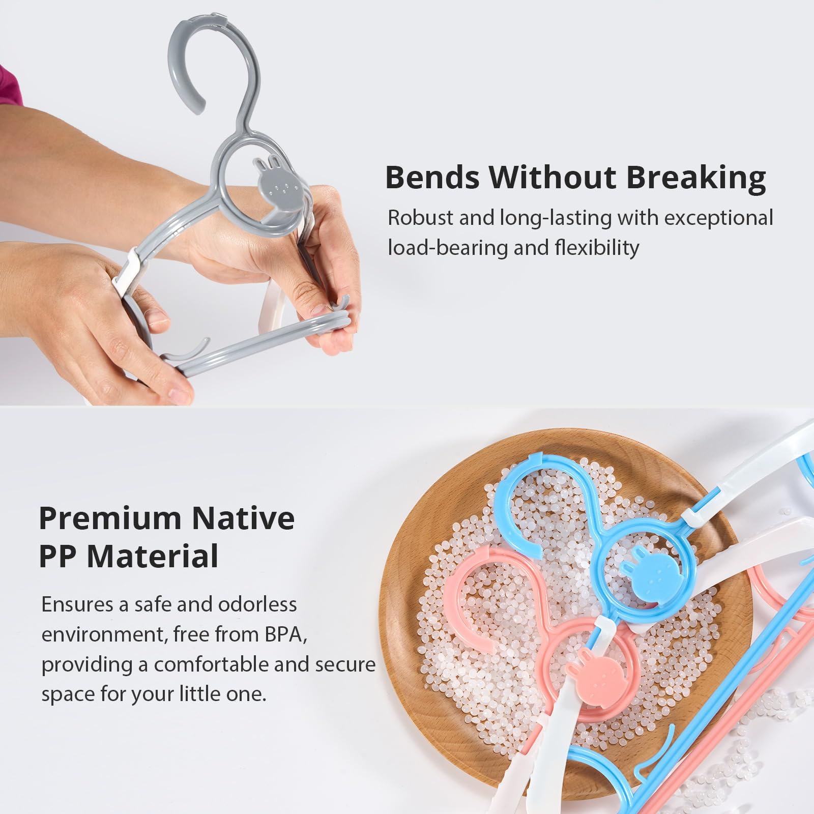 Piglog 80 Pack Baby Closet Hangers Kids Clothes Hangers Adjustable (Mix Colors) With Windproof Buckles, Extendable 11''-14'' Bab