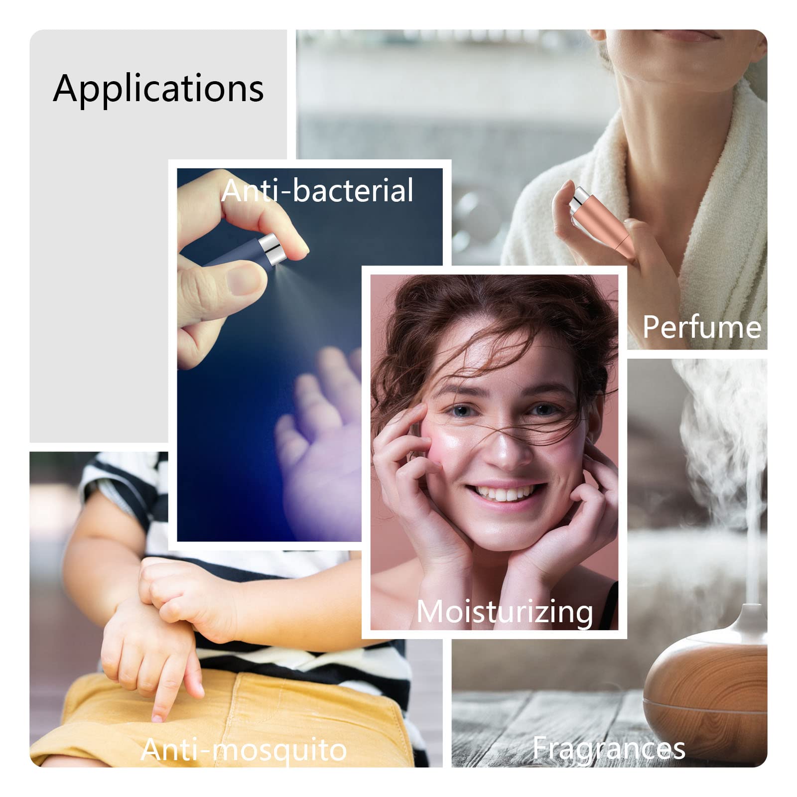 Lil Ray 8ML Portable Mini Perfume Atomizer Spray Bottle(4 PCS)  Travel Refillable Atomizer Sprayer for Perfume Cologn  Fragrance with Twist Design (Matte Black&Rose Gold&Blue&Silver)