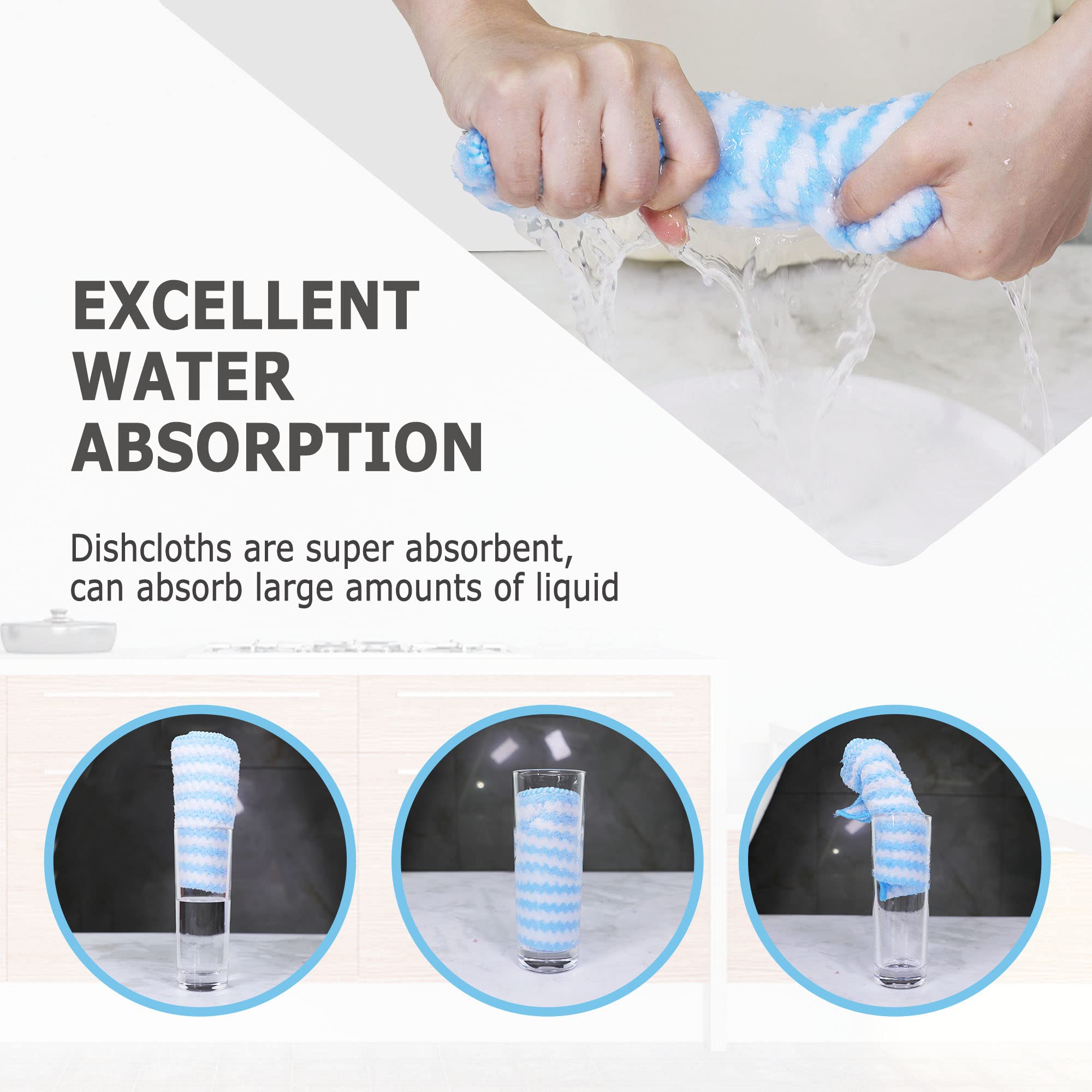 Microfiber Cleaning Cloth Absorbent Kitchen Towels Dish Cloths Washable 10 Pack 12  12In Reusable Cleaning Rags For Car Gardens
